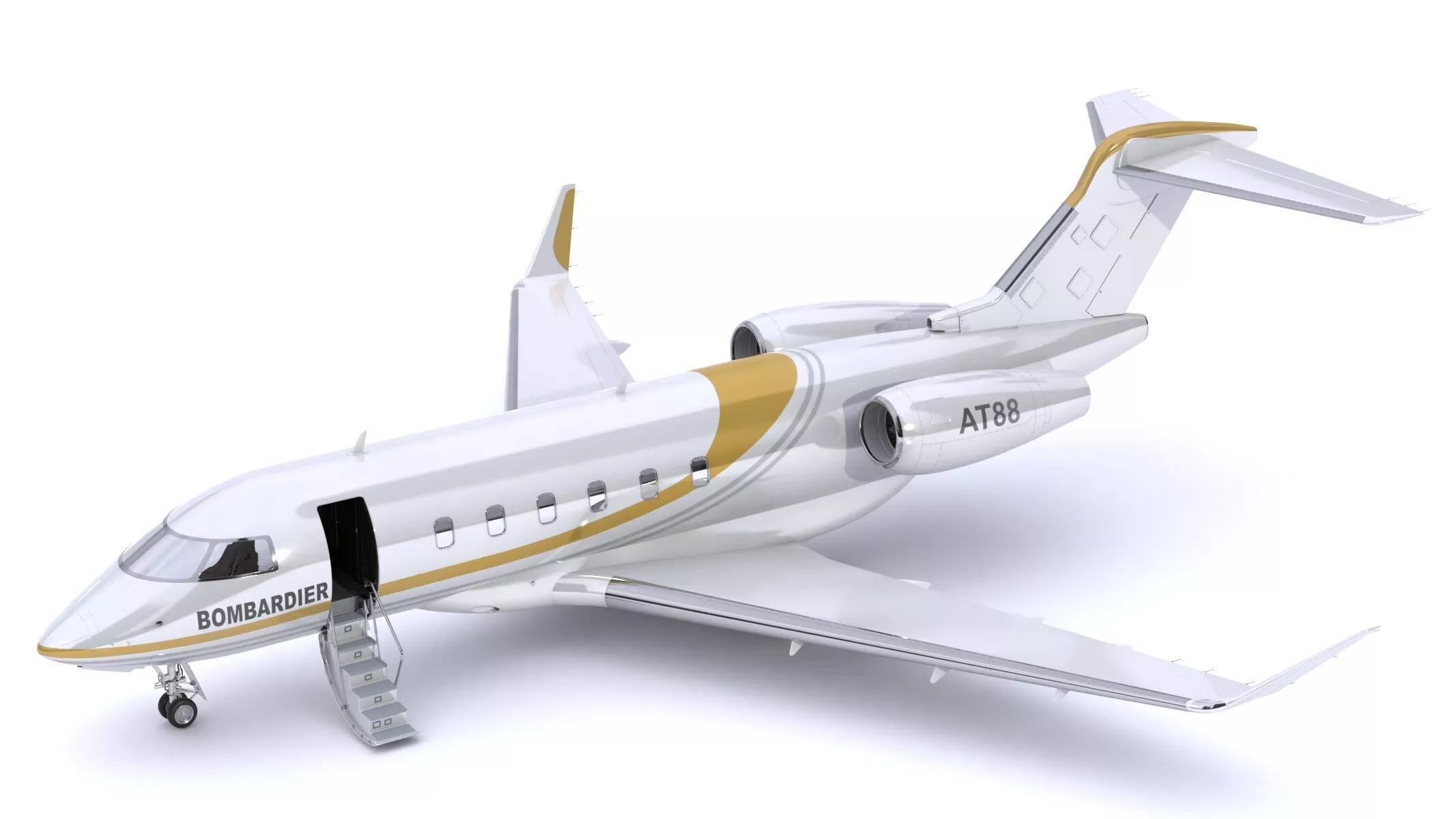 Bombardier Challenger 350 with Interior and Cockpit 3D model