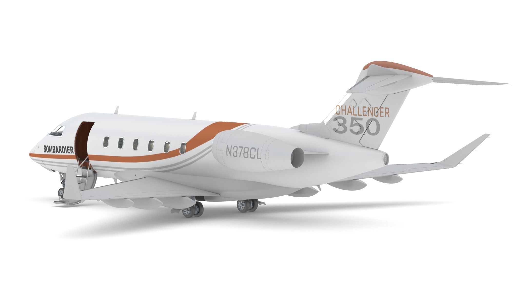 Bombardier Challenger 350 with Interior and Cockpit 3D model_12