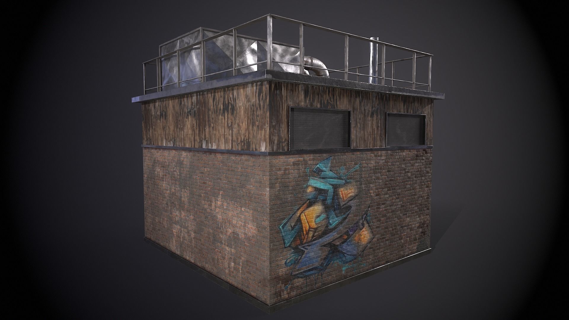 Utility Substation - City Building  Low-poly 3D model_14