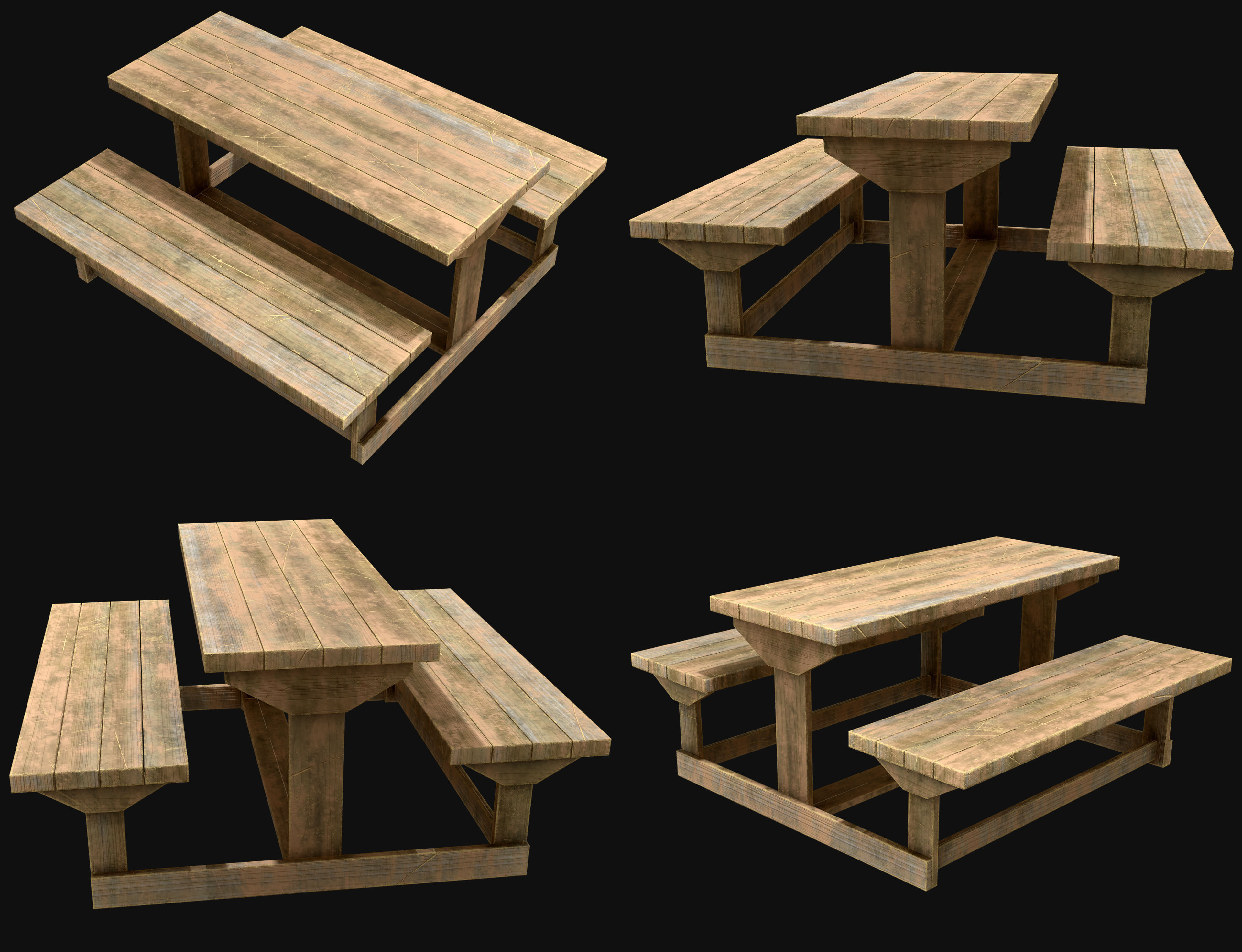 Picnic Bench Set 1-Old Version 3D Model Collection_9