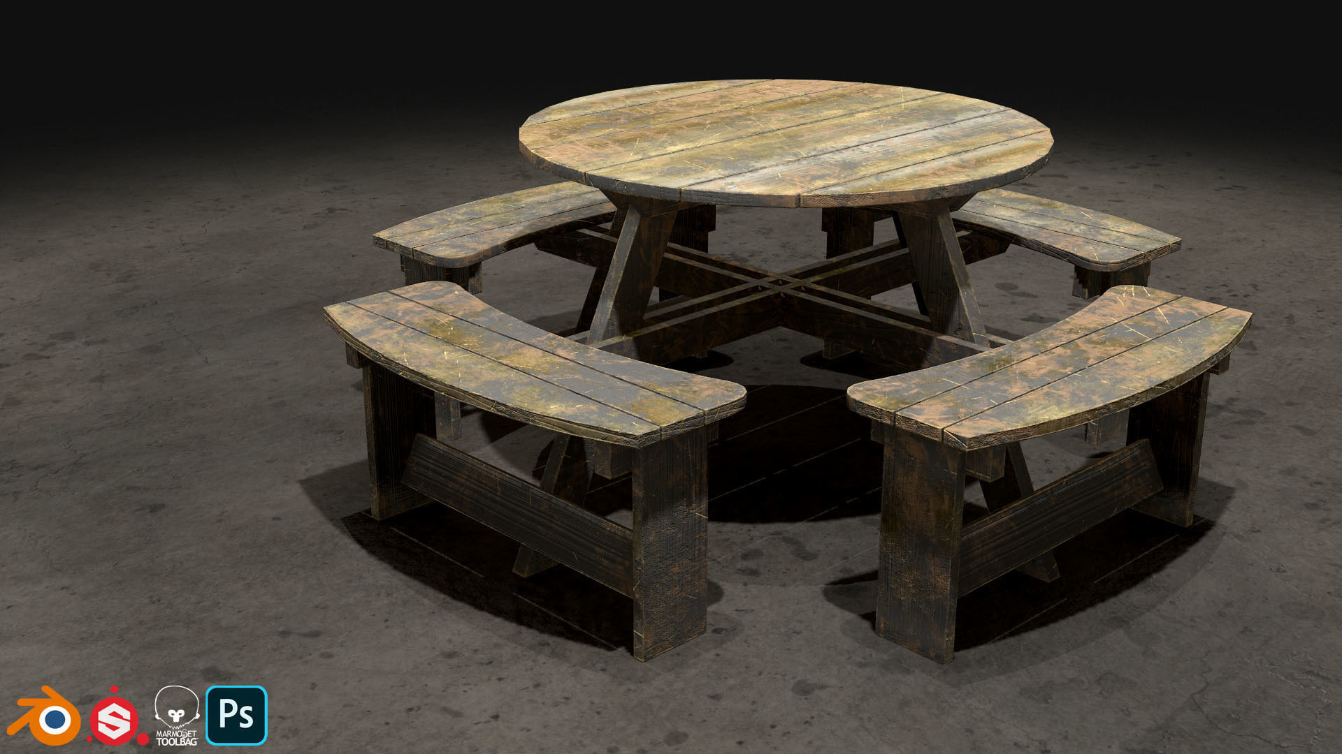 Picnic Bench Set 1-Old Version 3D Model Collection_12