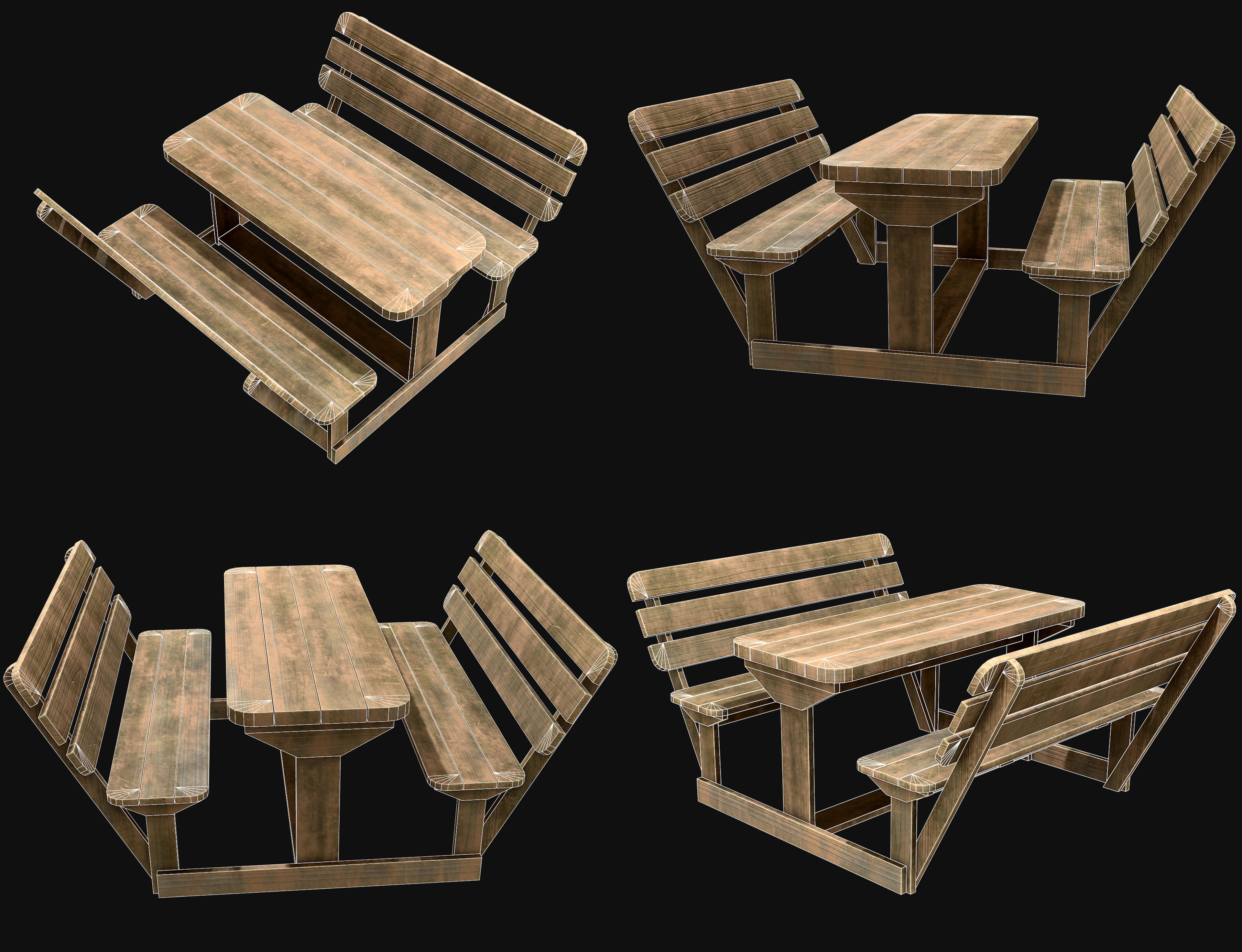 Picnic Bench Set 1-Old Version 3D Model Collection_22