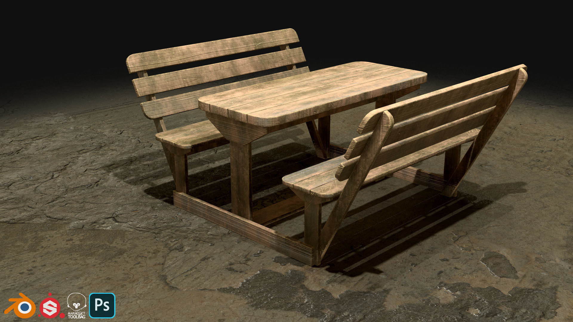 Picnic Bench Set 1-Old Version 3D Model Collection_18