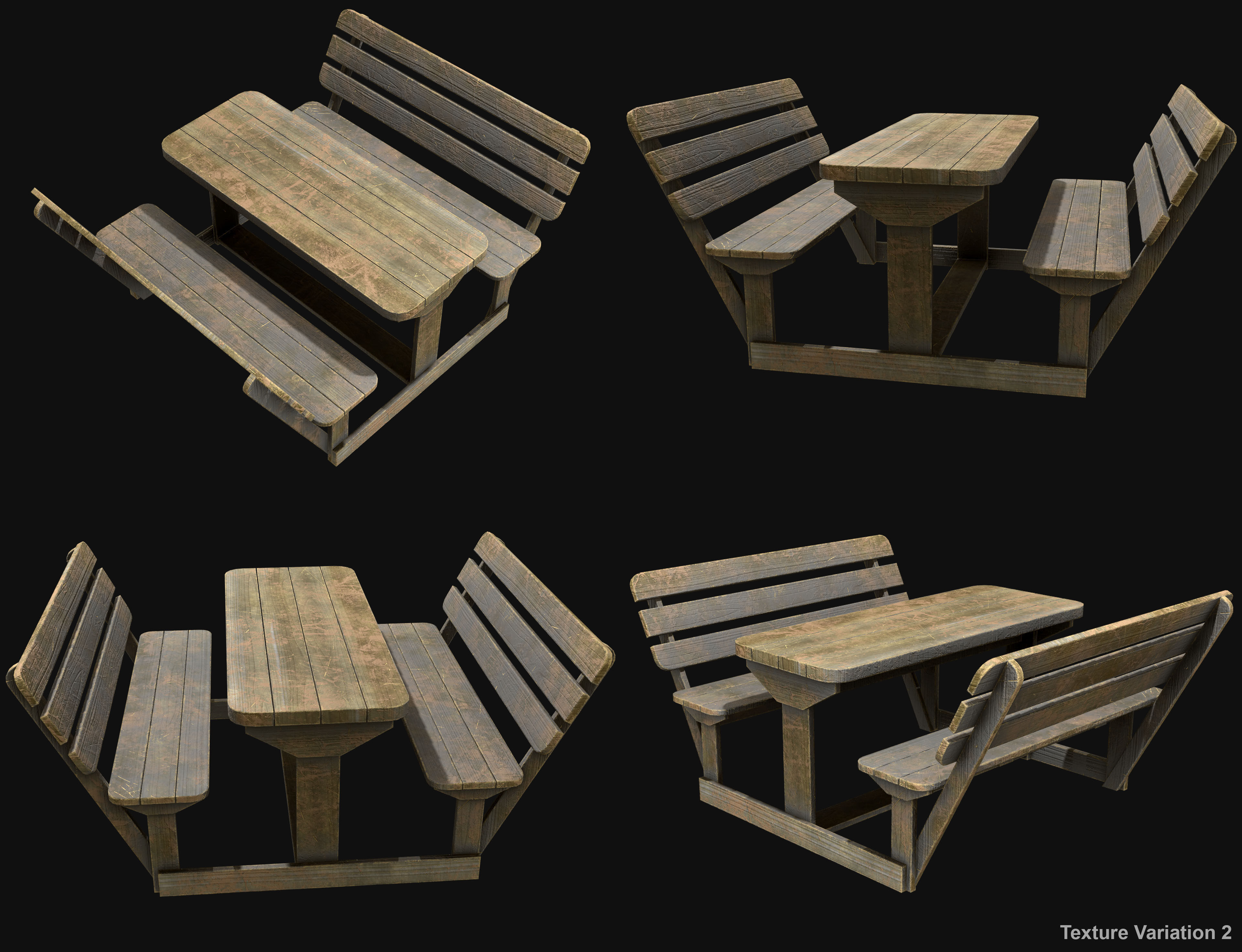 Picnic Bench Set 1-Old Version 3D Model Collection_21