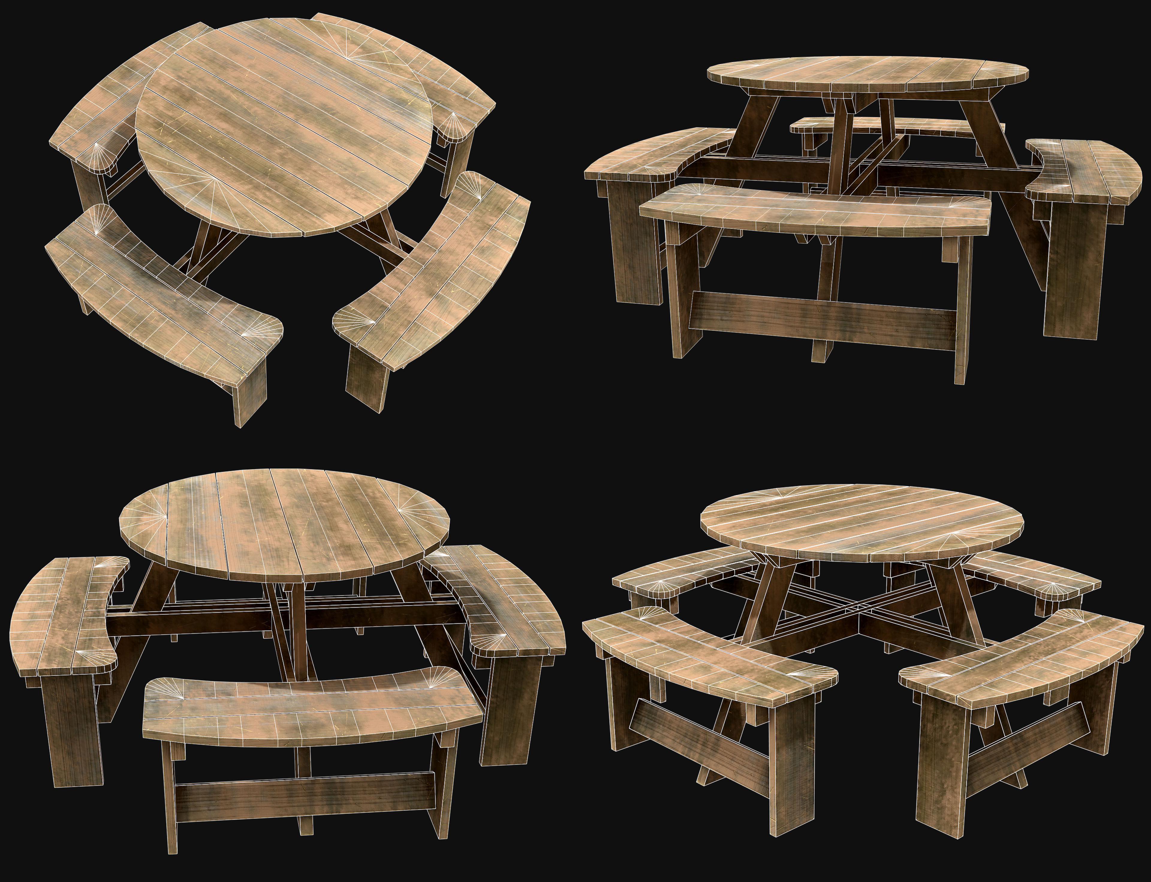 Picnic Bench Set 1-Old Version 3D Model Collection_15