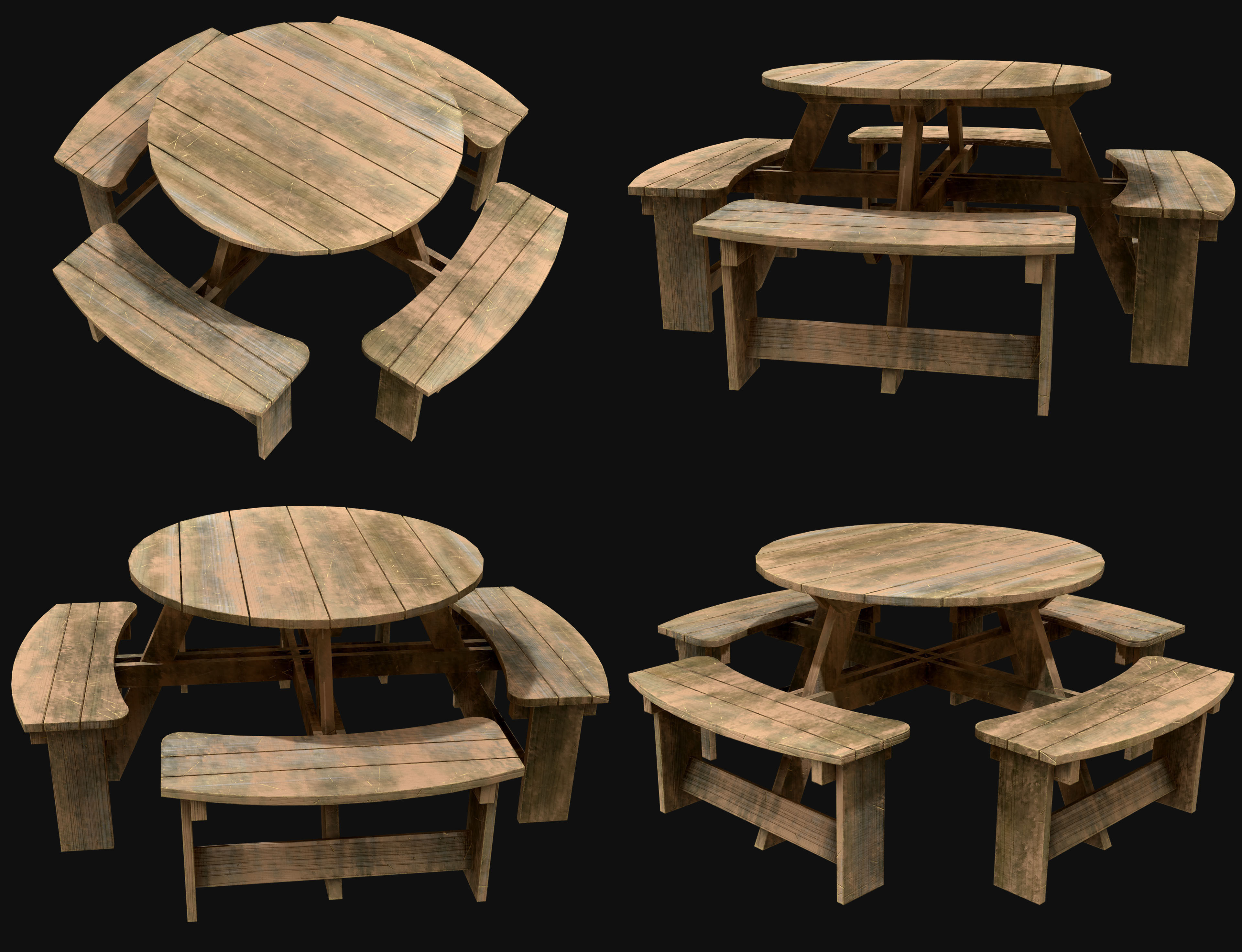 Picnic Bench Set 1-Old Version 3D Model Collection_13