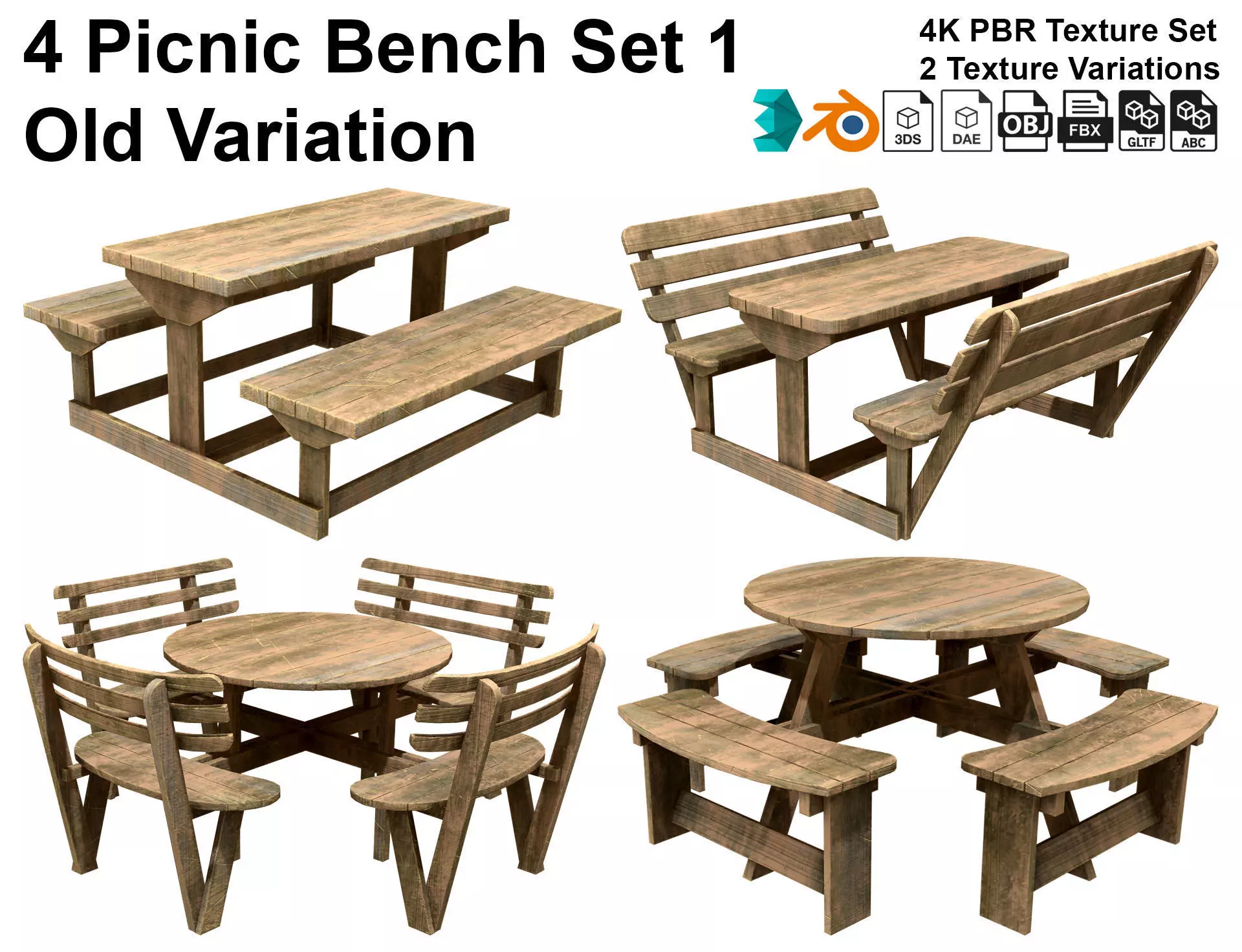 Picnic Bench Set 1-Old Version 3D Model Collection_0