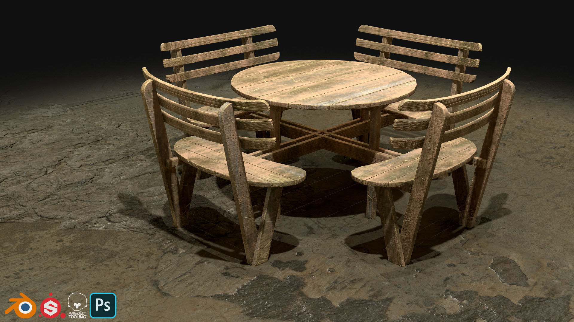 Picnic Bench Set 1-Old Version 3D Model Collection_23