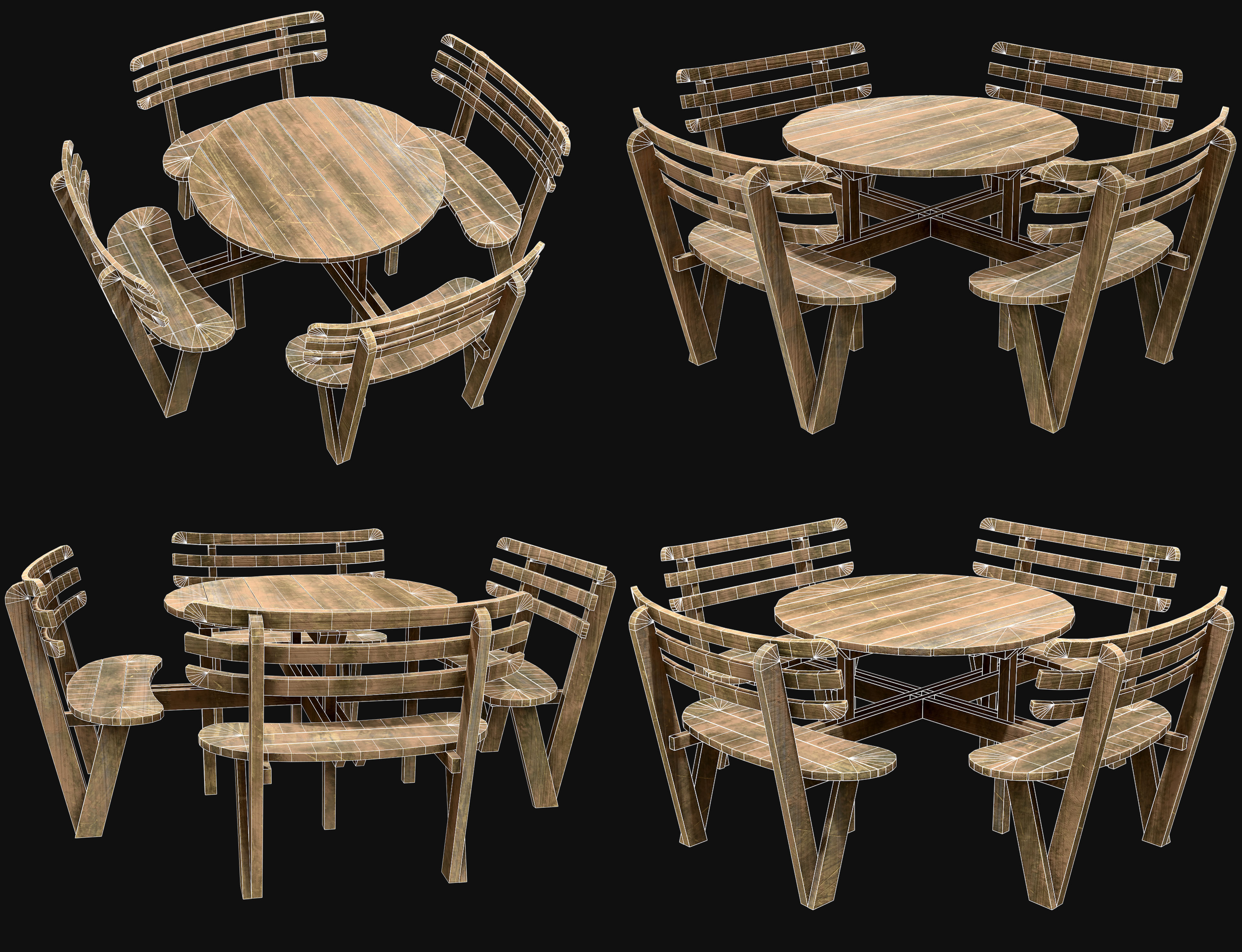 Picnic Bench Set 1-Old Version 3D Model Collection_28