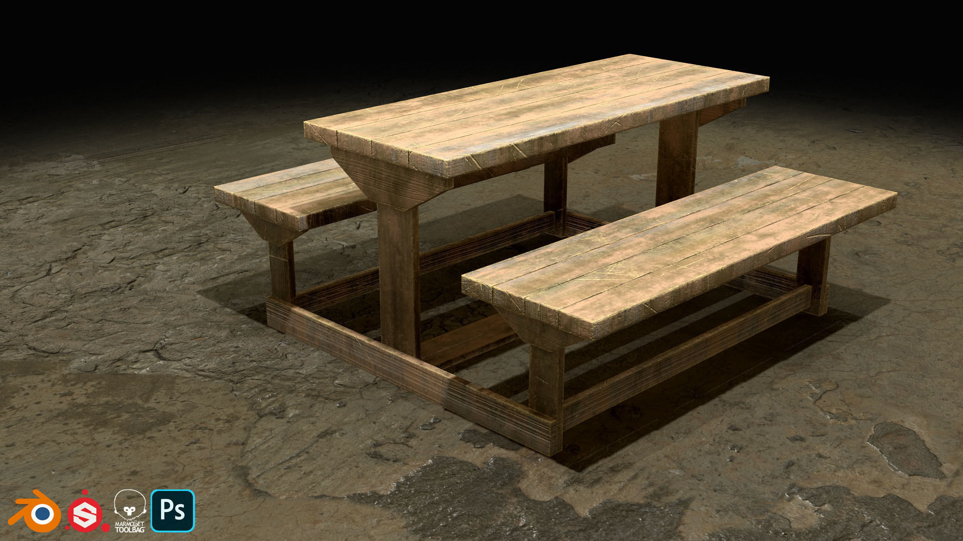 Picnic Bench Set 1-Old Version 3D Model Collection_6