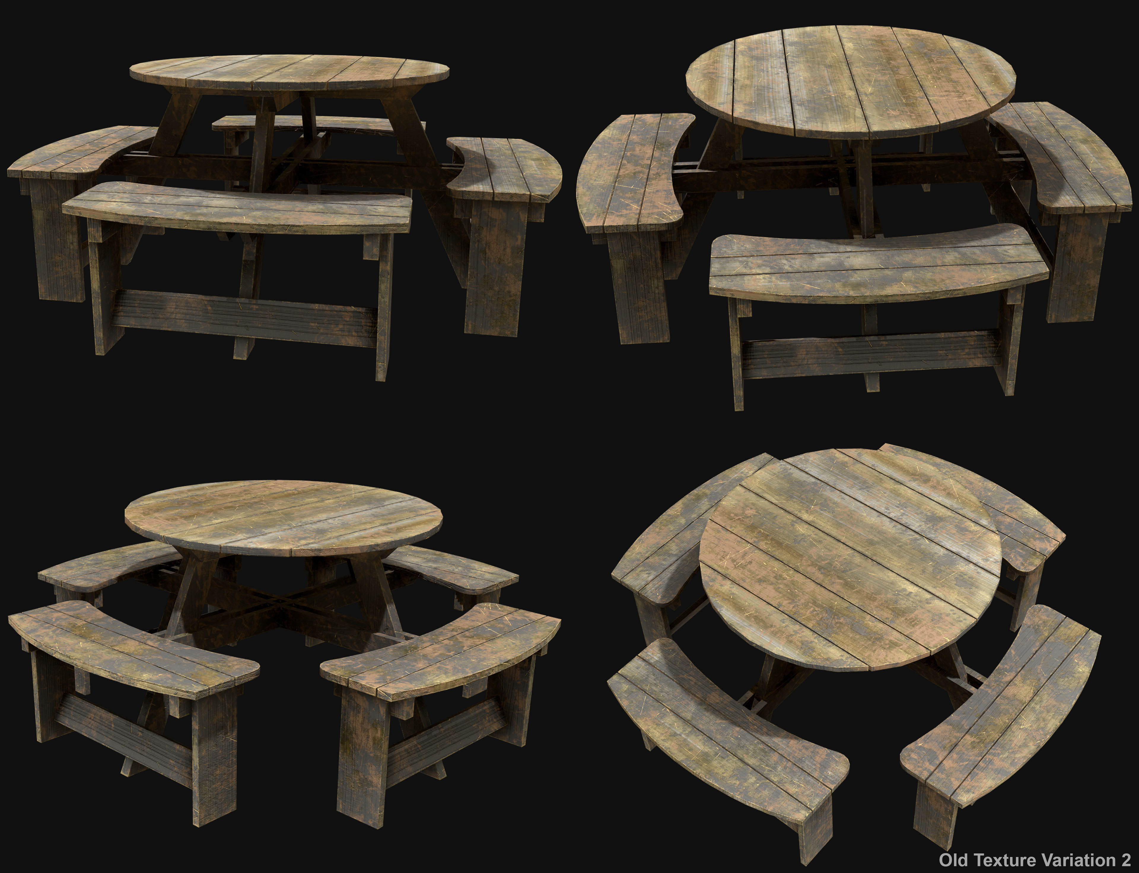Picnic Bench Set 1-Old Version 3D Model Collection_16