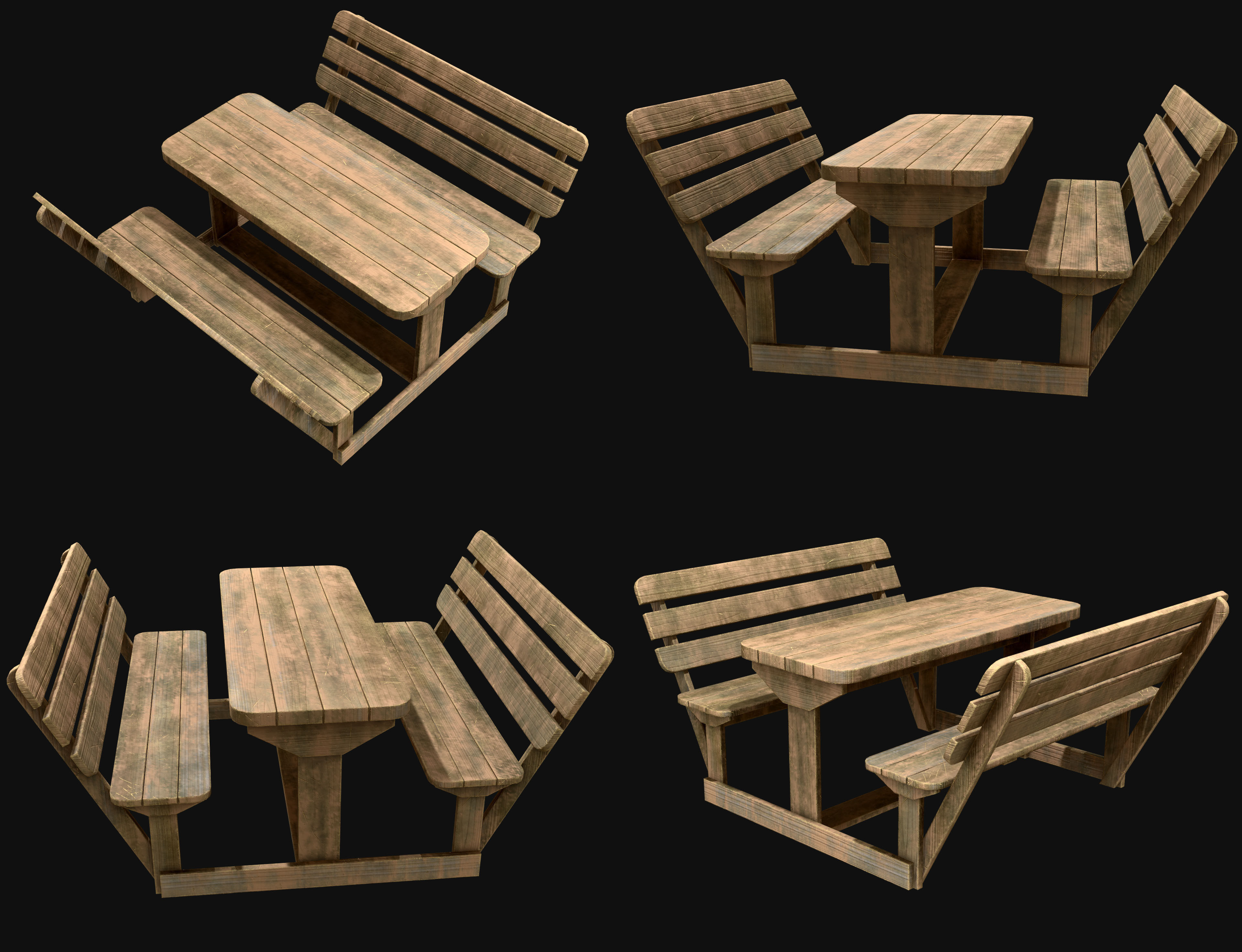 Picnic Bench Set 1-Old Version 3D Model Collection_19