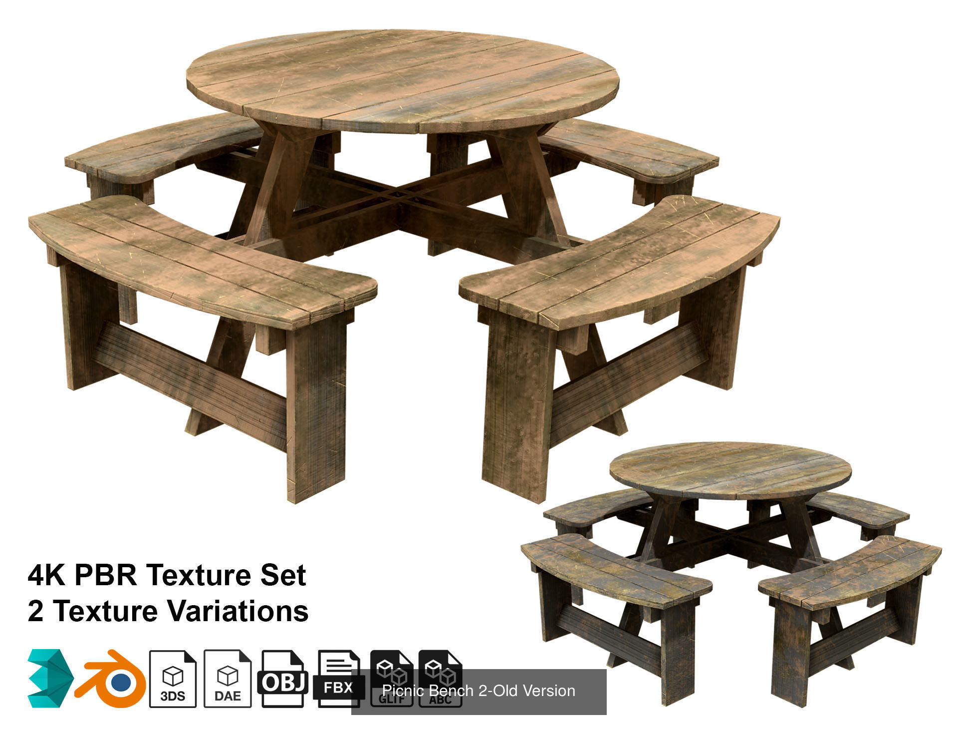 Picnic Bench Set 1-Old Version 3D Model Collection_2