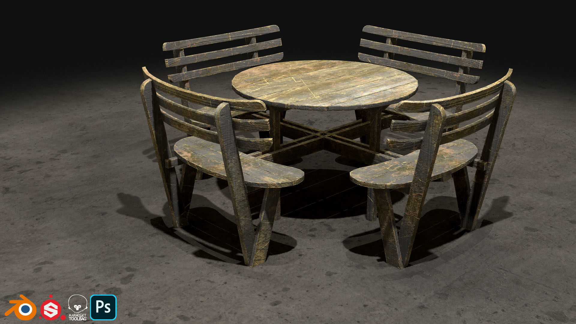 Picnic Bench Set 1-Old Version 3D Model Collection_24