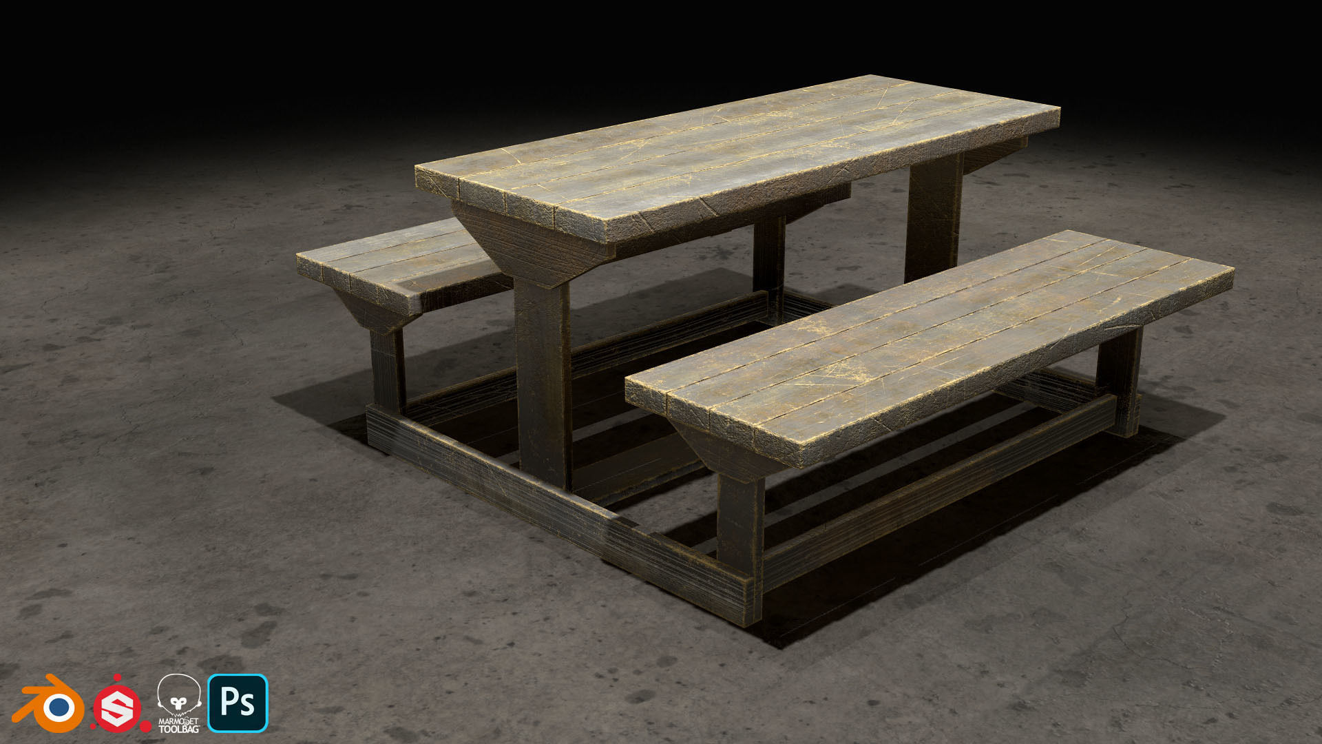Picnic Bench Set 1-Old Version 3D Model Collection_5