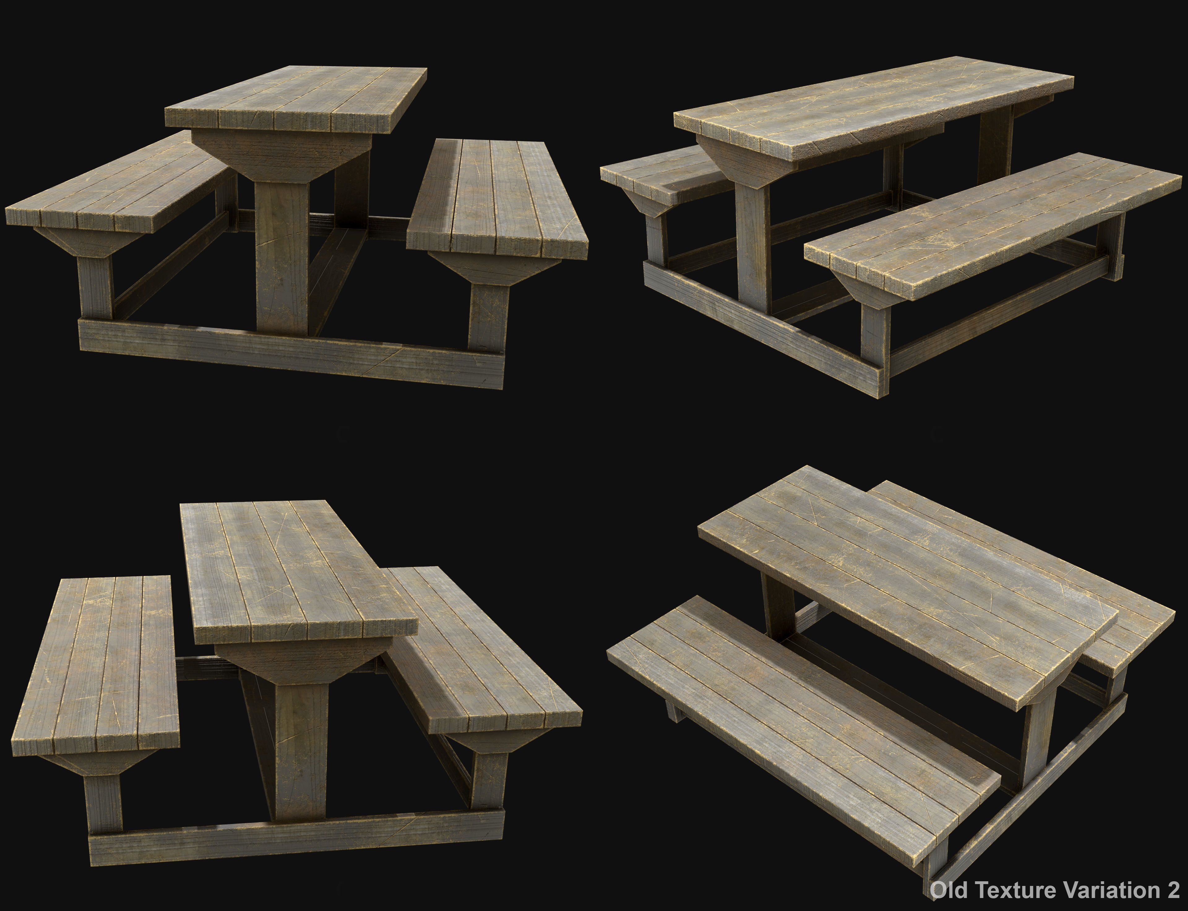 Picnic Bench Set 1-Old Version 3D Model Collection_8