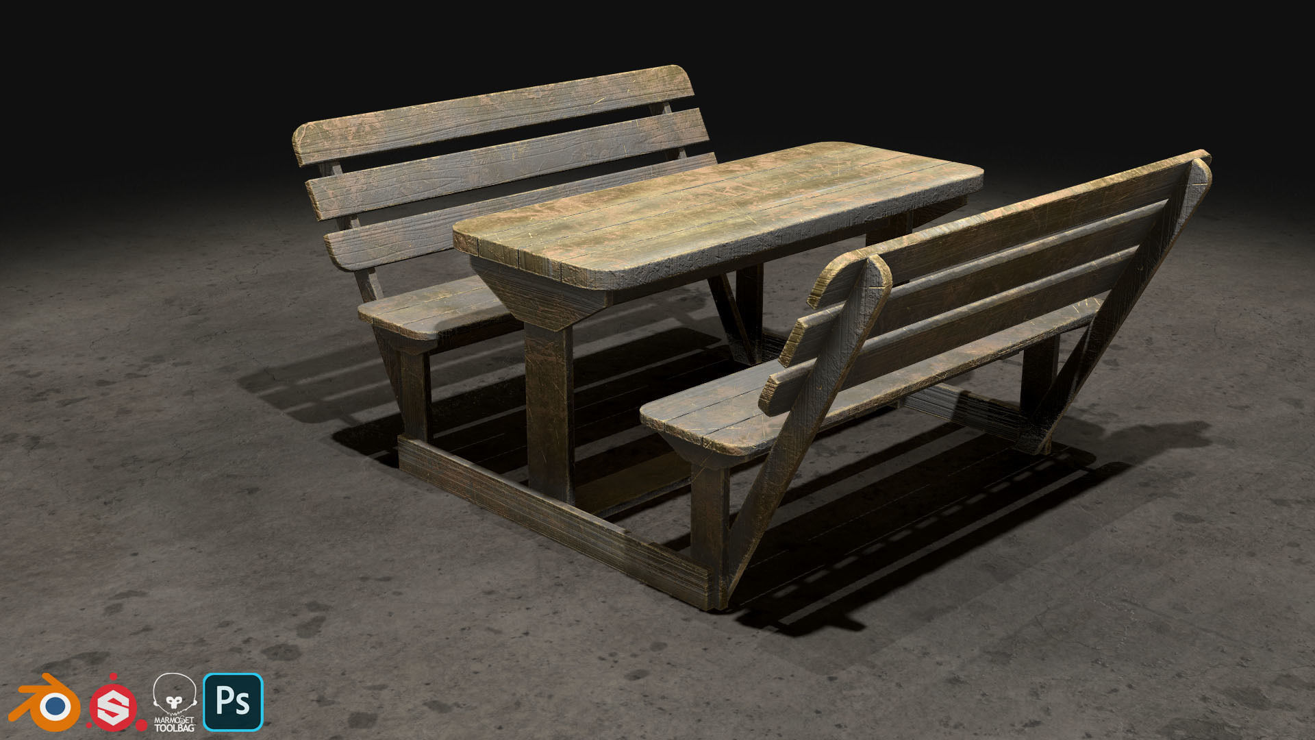 Picnic Bench Set 1-Old Version 3D Model Collection_17