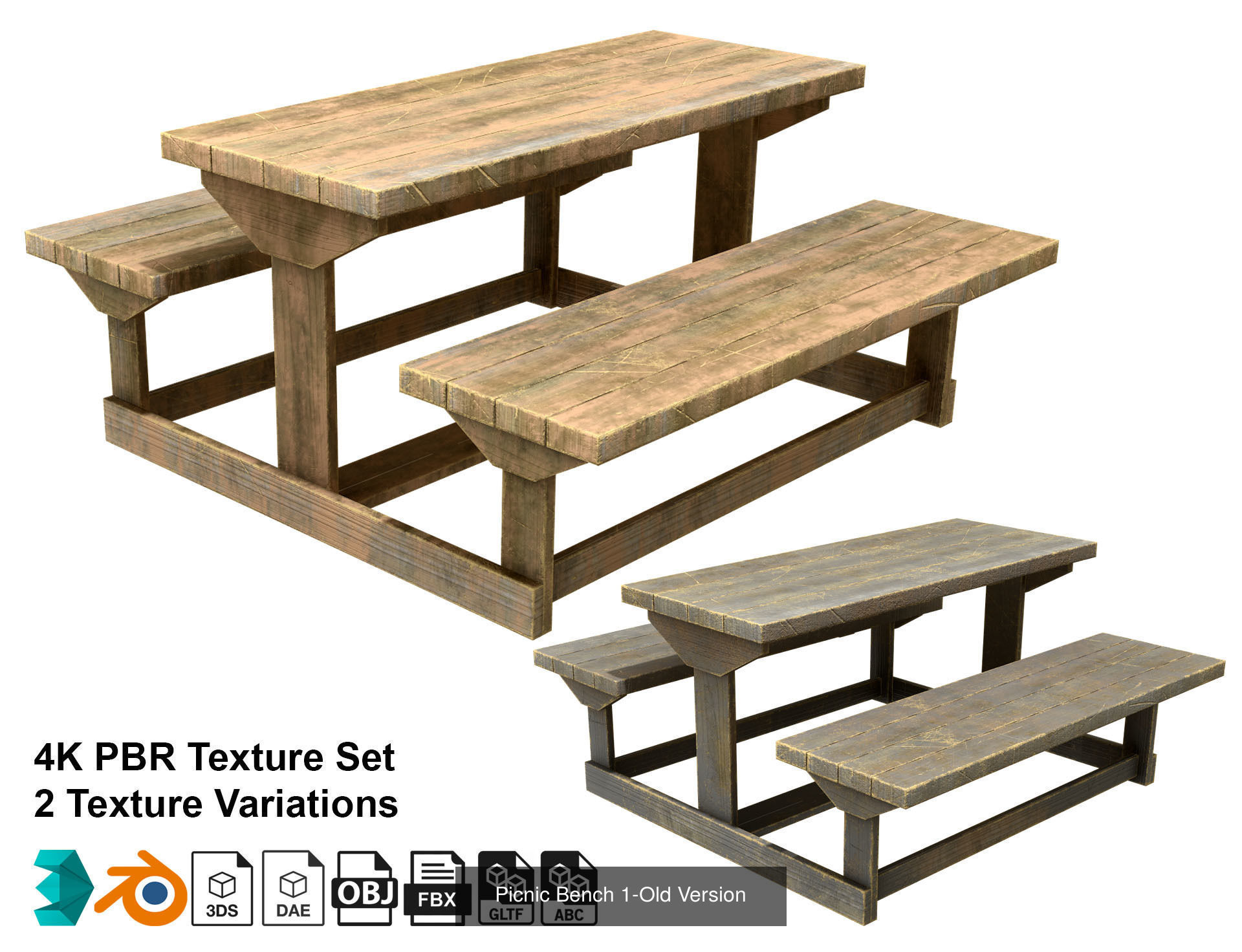Picnic Bench Set 1-Old Version 3D Model Collection_1