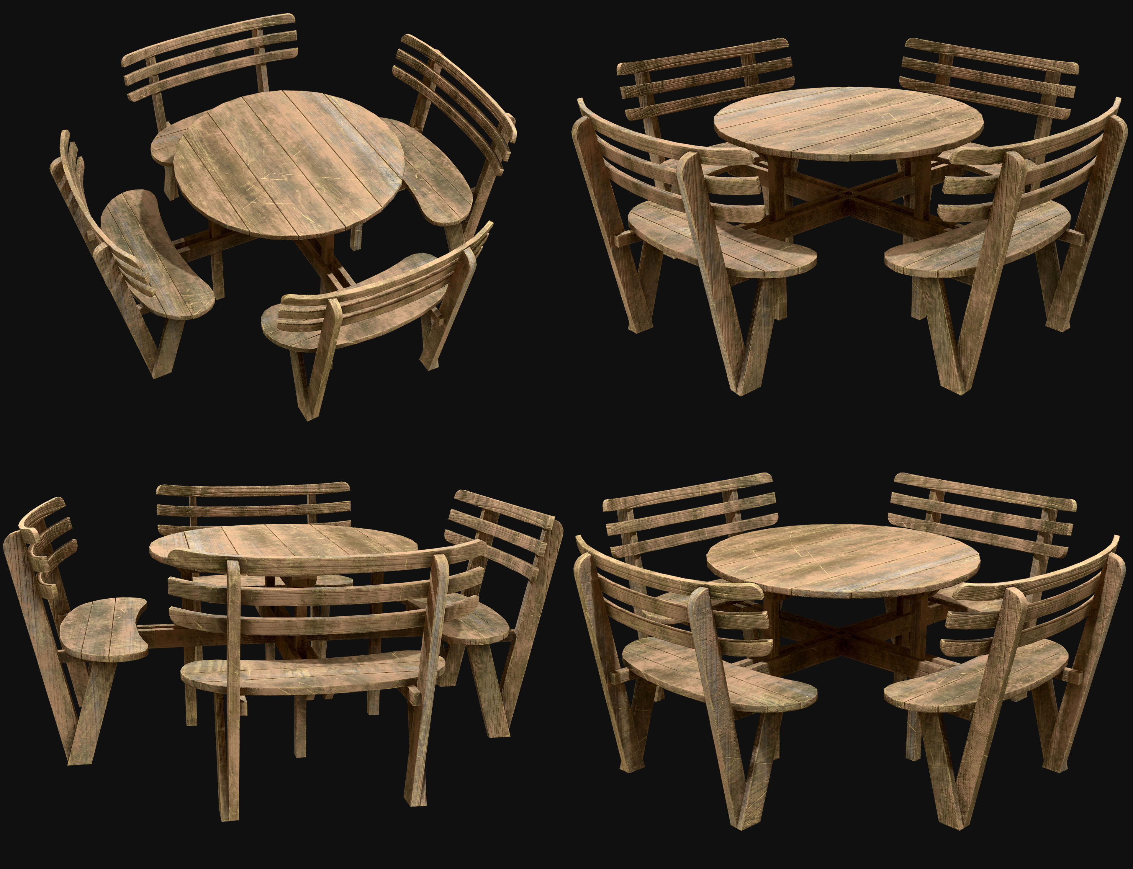 Picnic Bench Set 1-Old Version 3D Model Collection_25