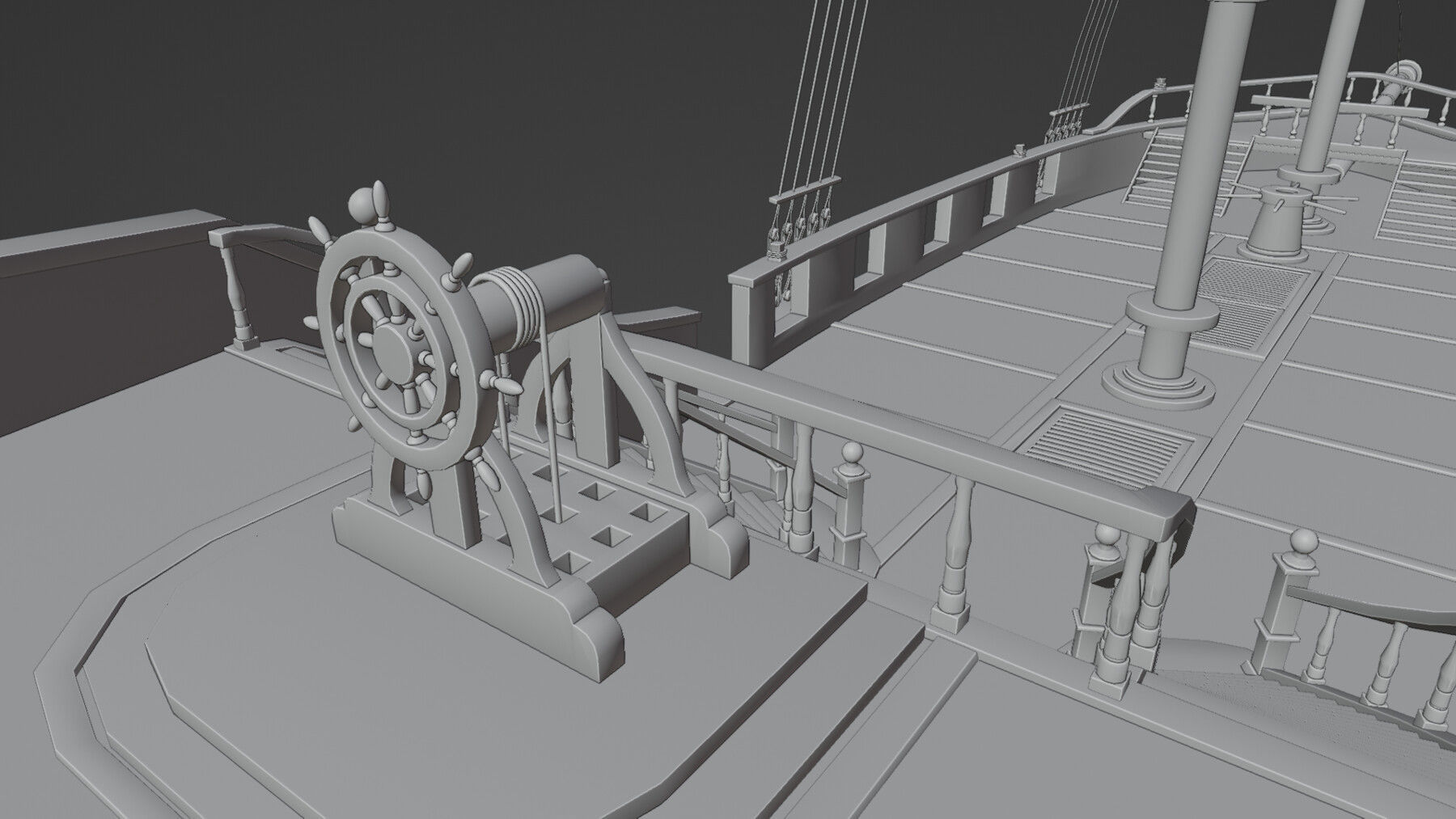 Pirate Ship with Interior - Props - Guns - Vol 2 Low-poly 3D model_11