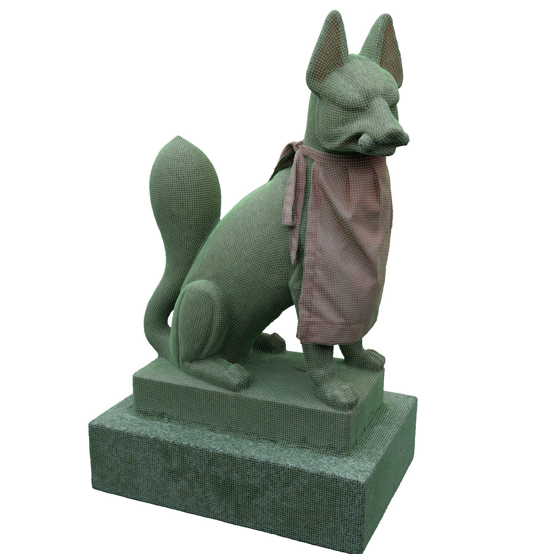 Fox statue in shrine 3D model_10