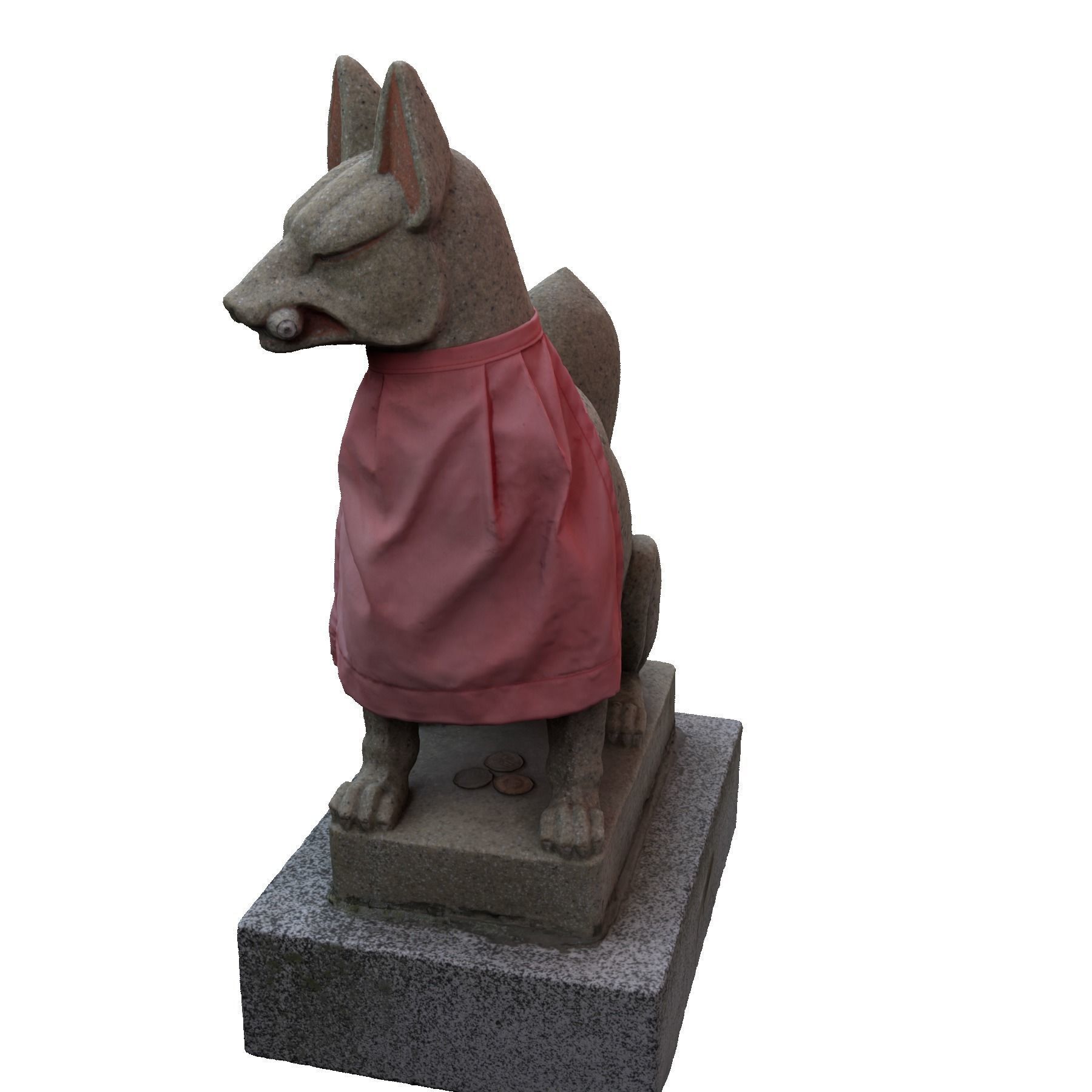 Fox statue in shrine 3D model_4