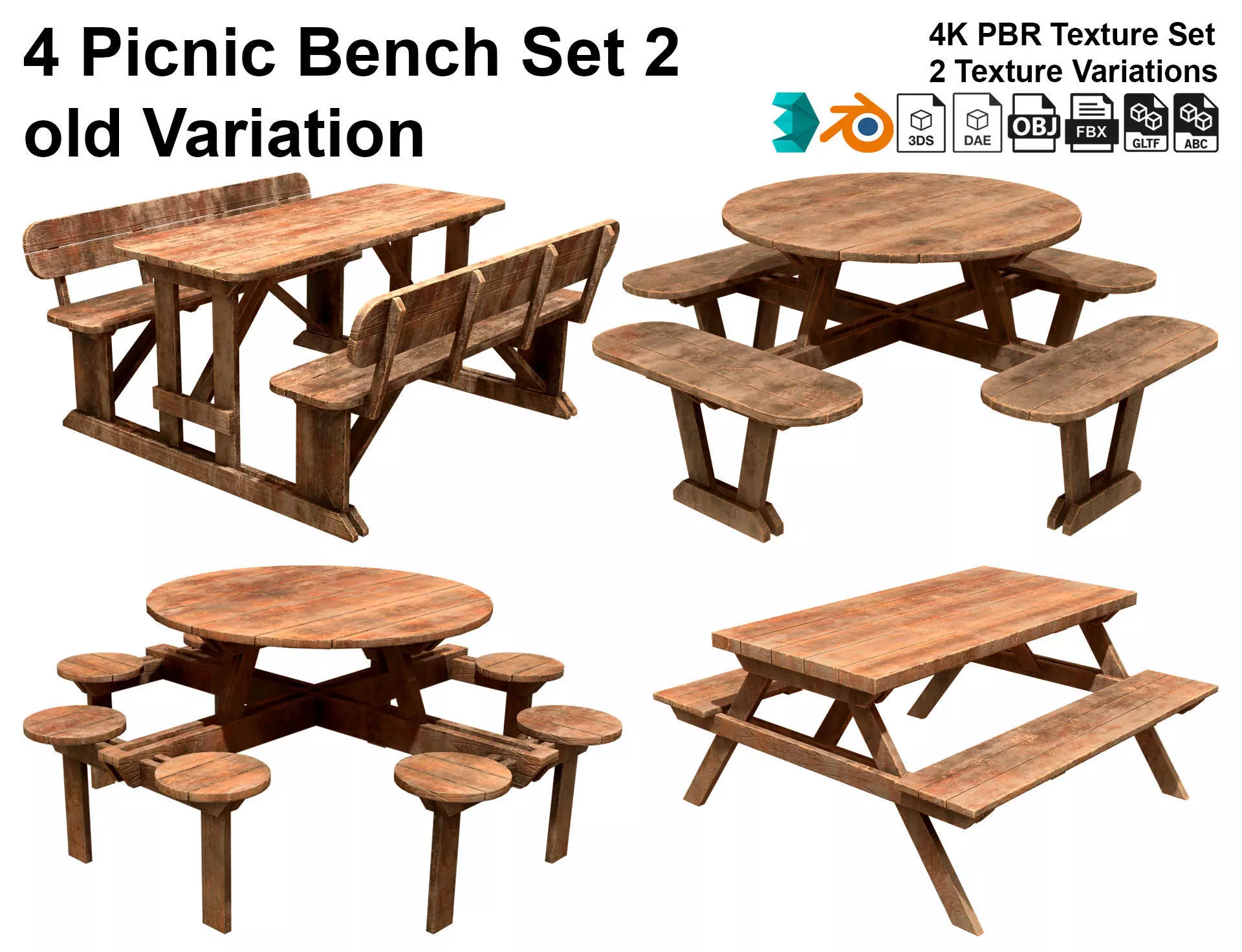 Picnic Bench Set 2-Old Version 3D Model Collection_0