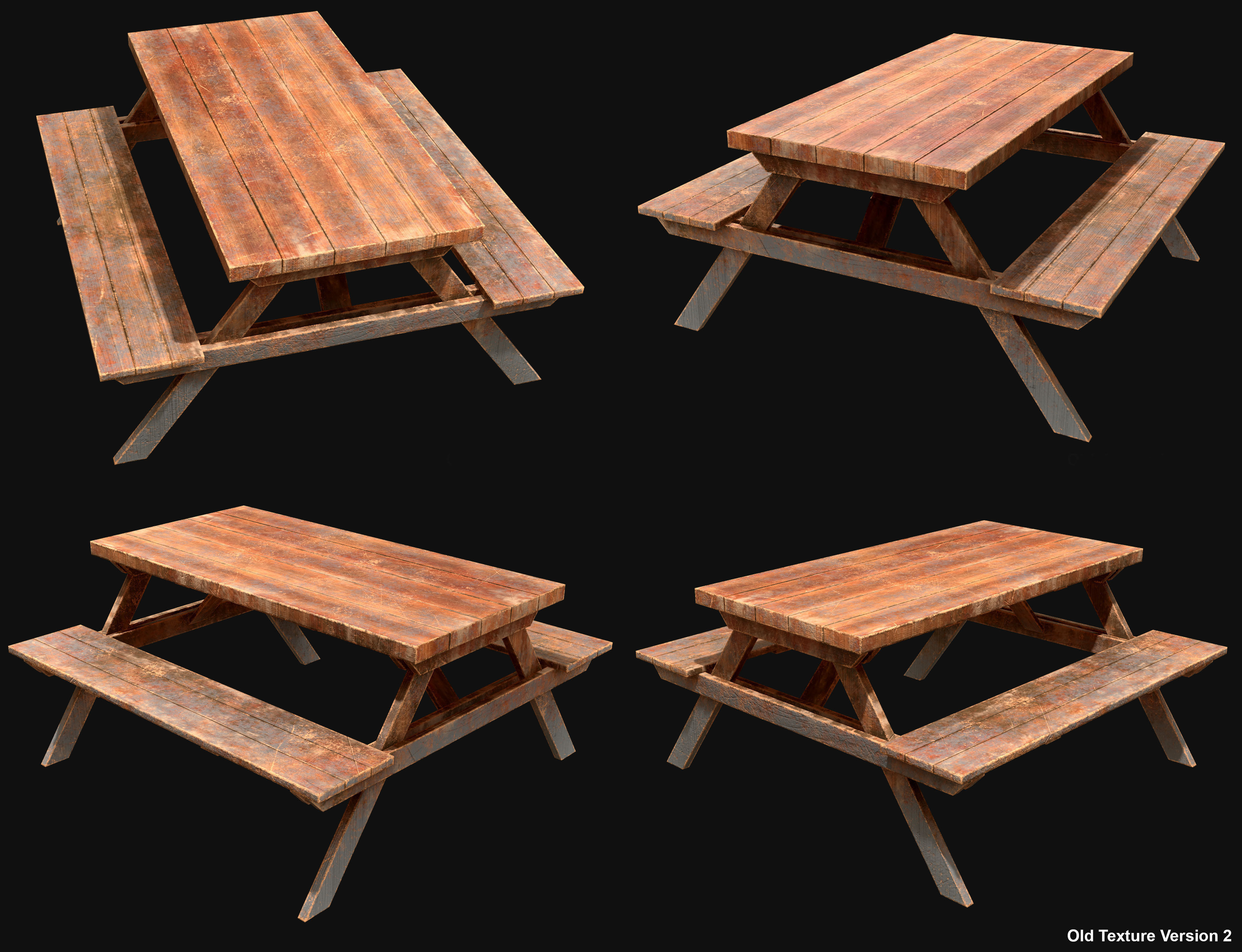 Picnic Bench Set 2-Old Version 3D Model Collection_20