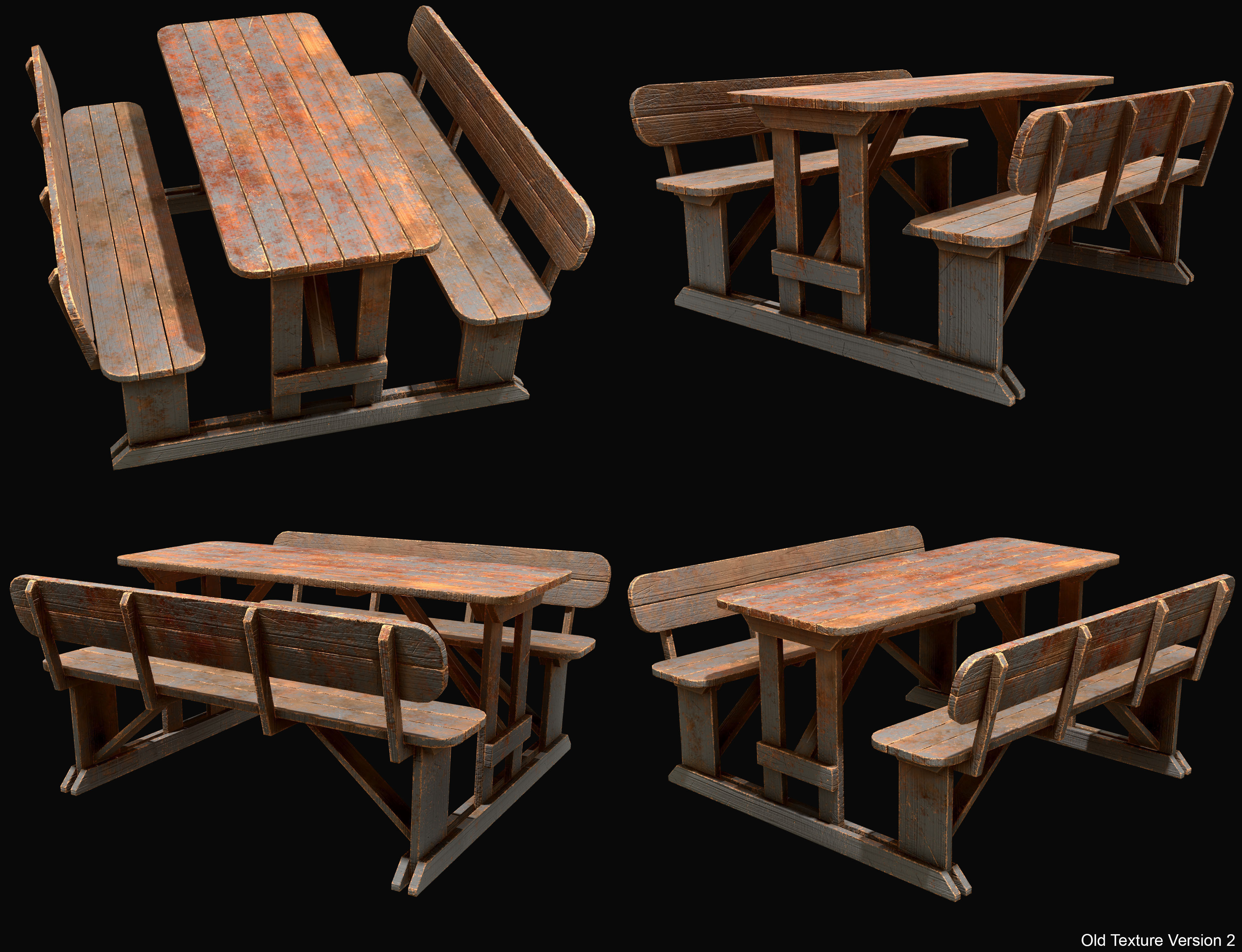 Picnic Bench Set 2-Old Version 3D Model Collection_8