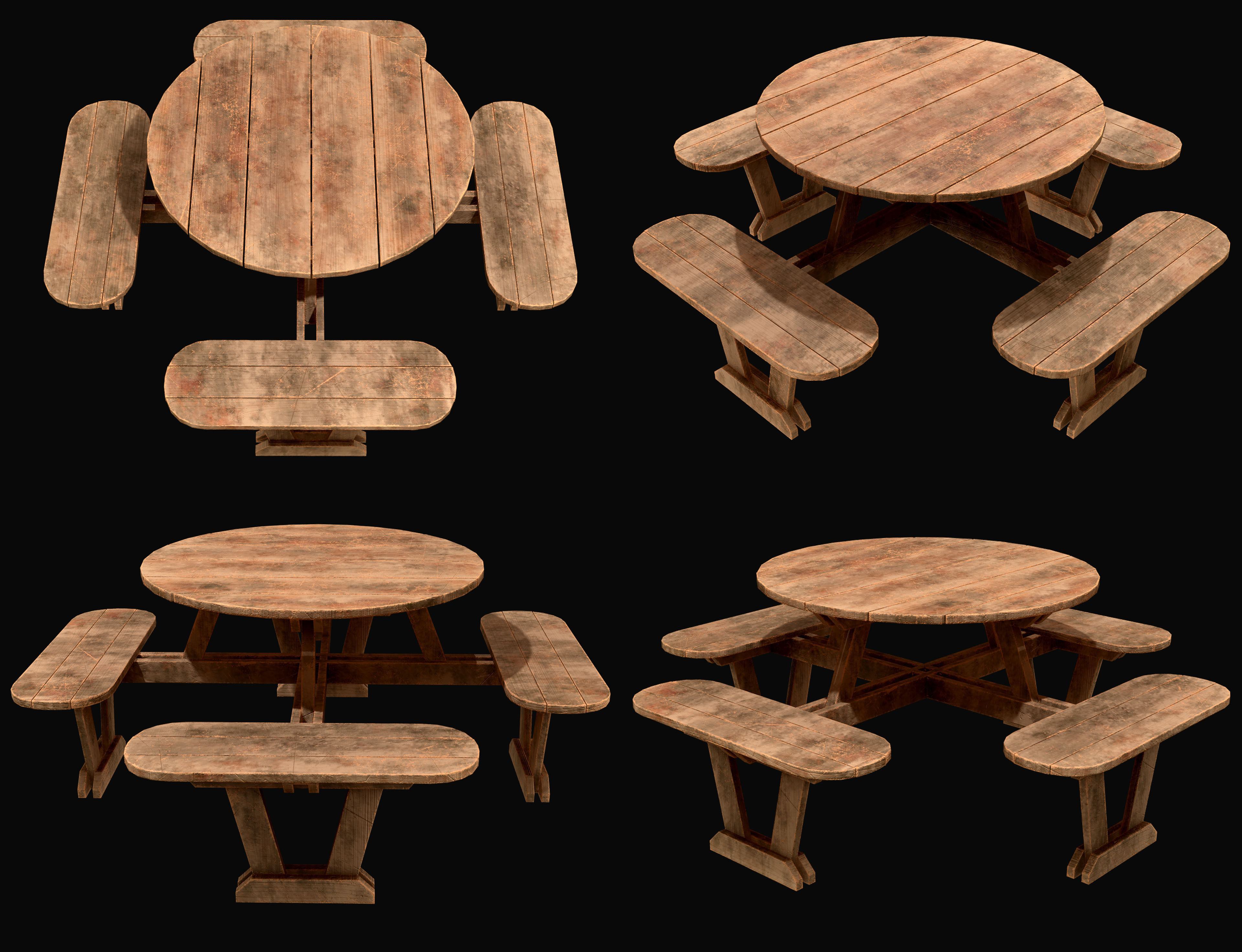 Picnic Bench Set 2-Old Version 3D Model Collection_13