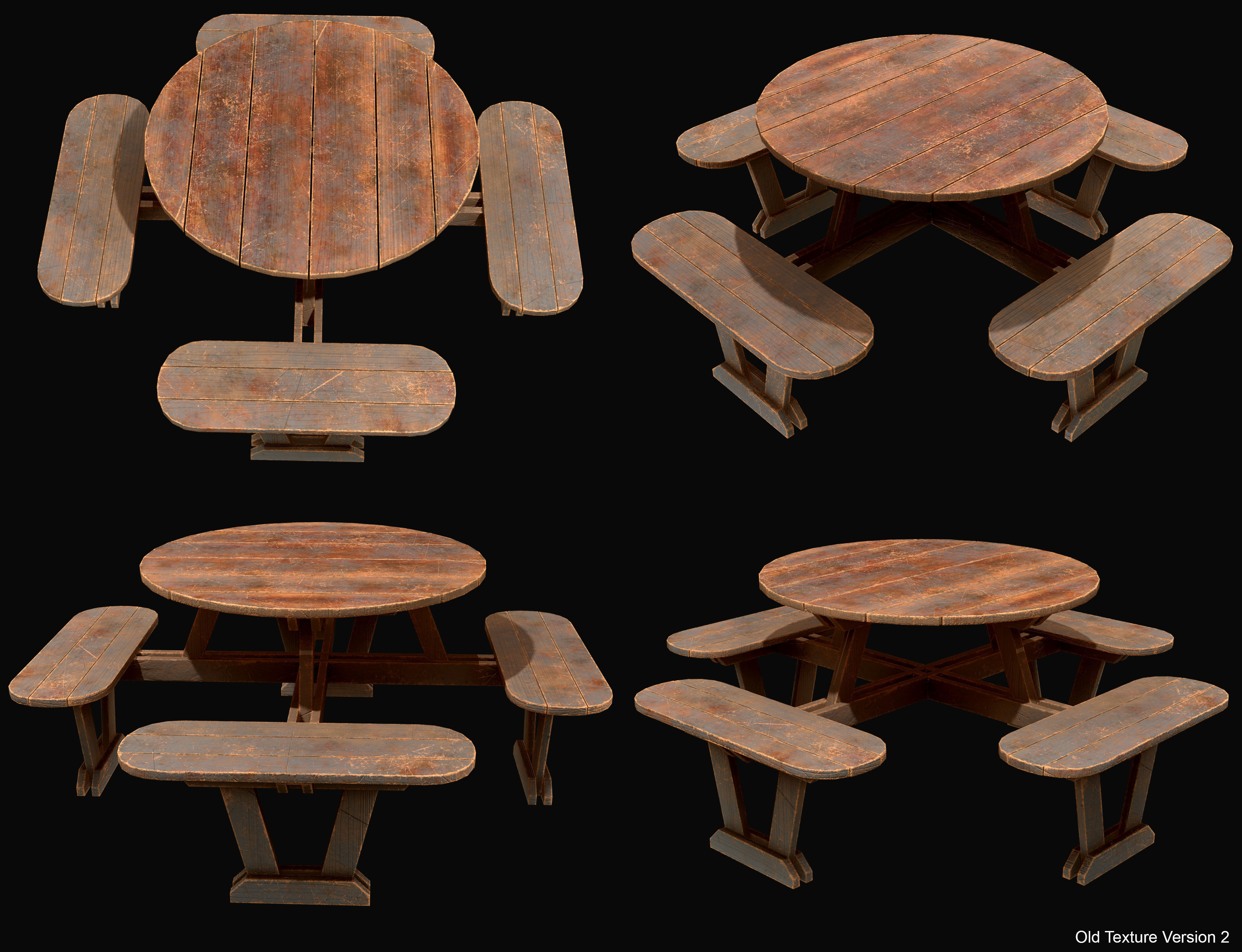 Picnic Bench Set 2-Old Version 3D Model Collection_14