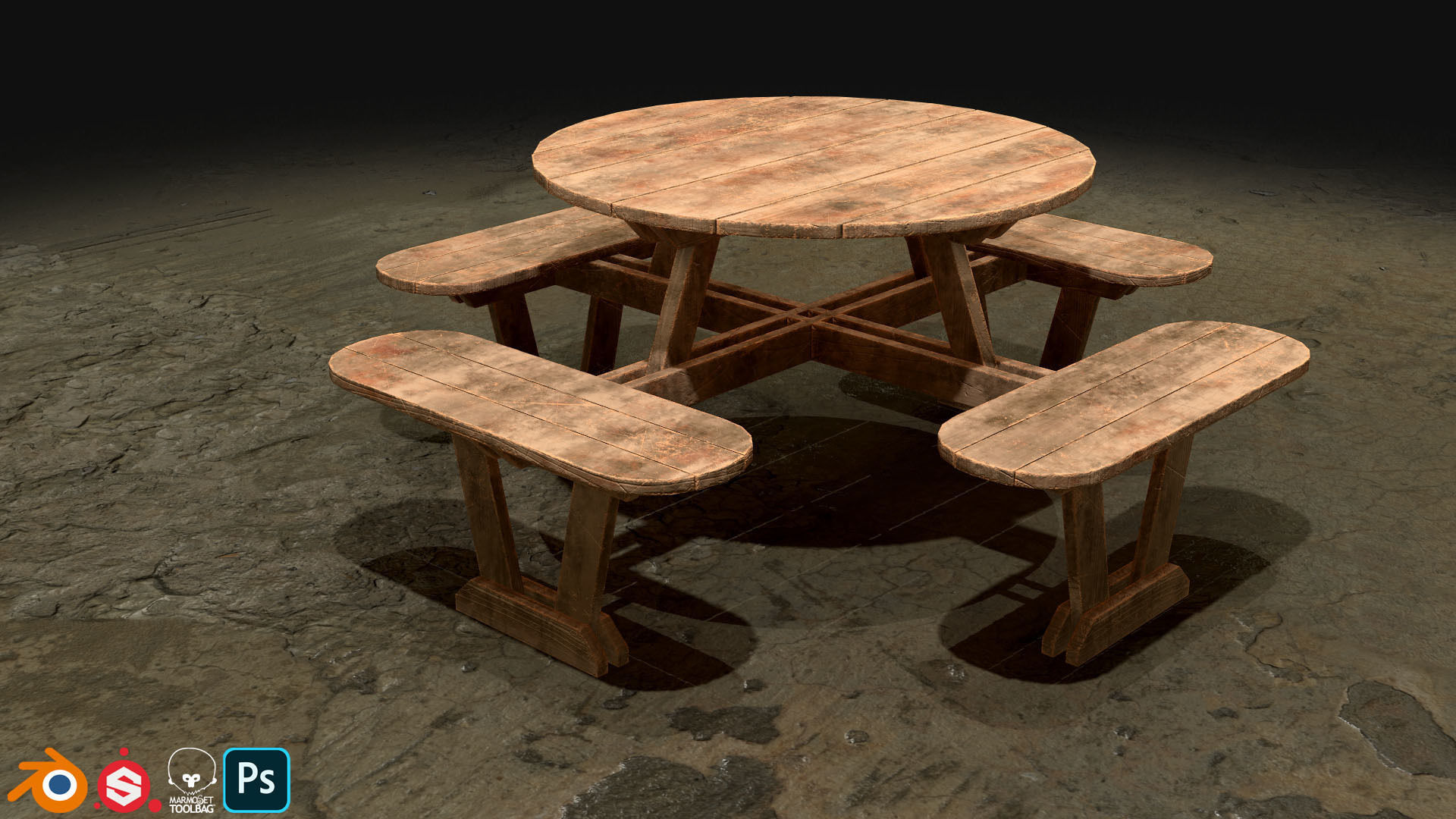 Picnic Bench Set 2-Old Version 3D Model Collection_11