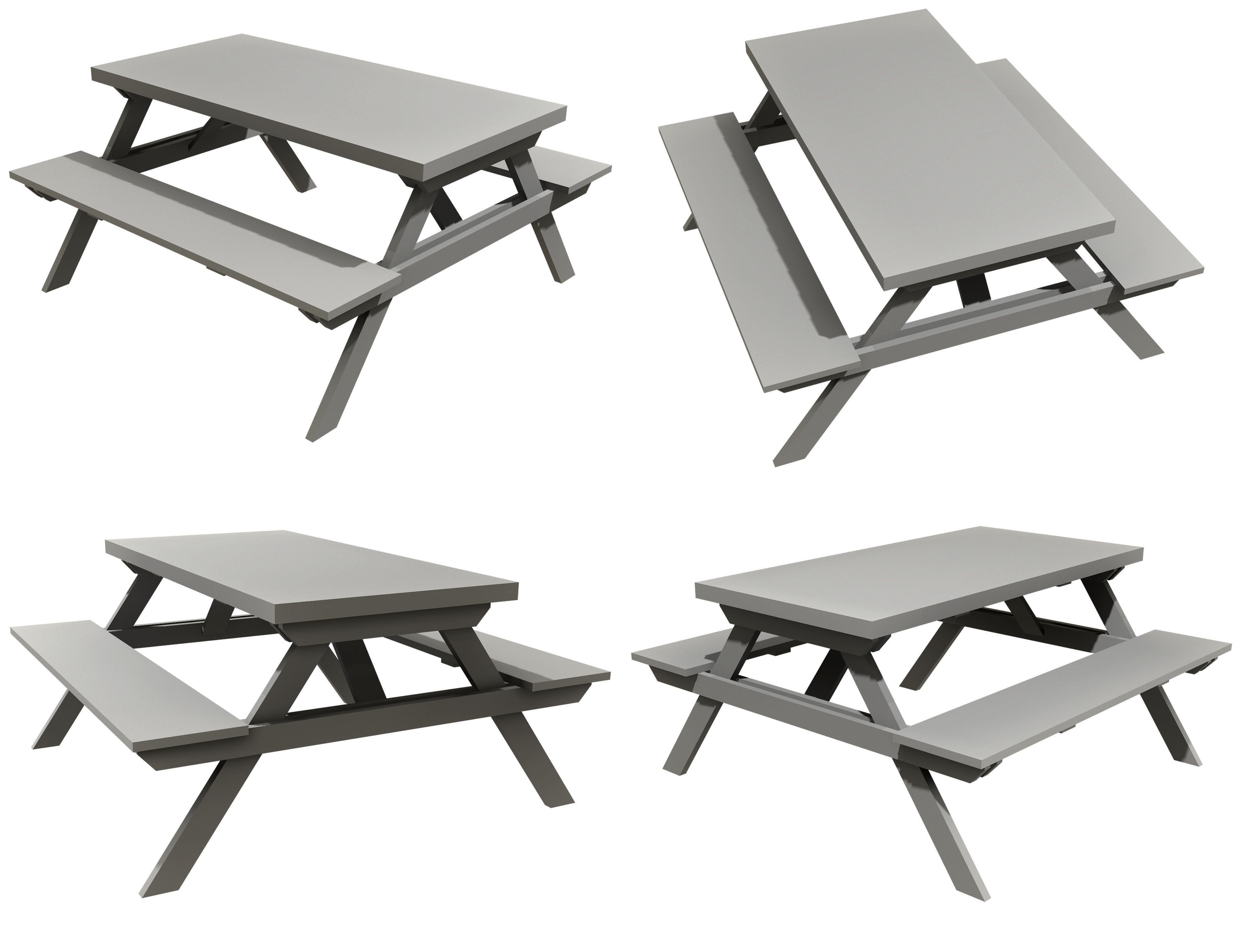 Picnic Bench Set 2-Old Version 3D Model Collection_17