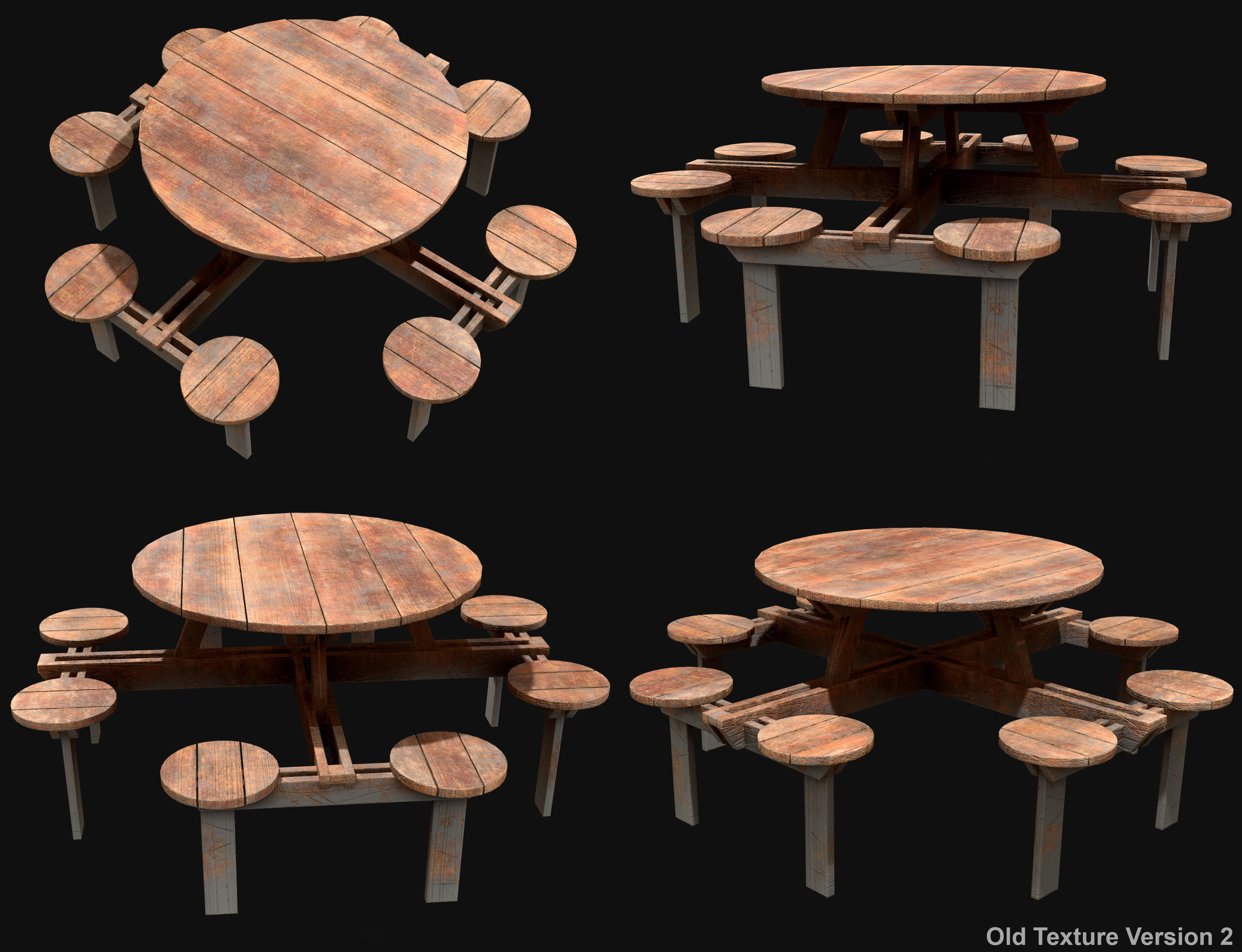 Picnic Bench Set 2-Old Version 3D Model Collection_24