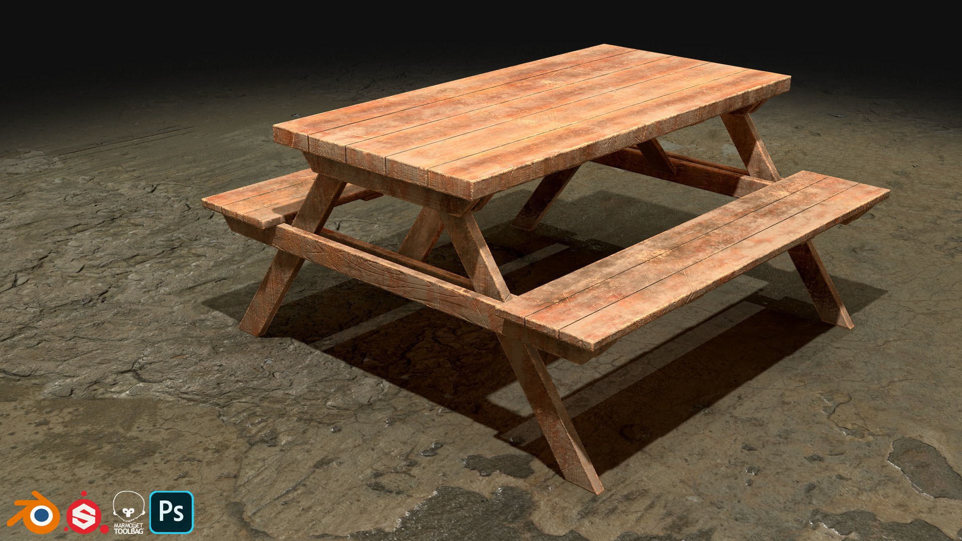 Picnic Bench Set 2-Old Version 3D Model Collection_16