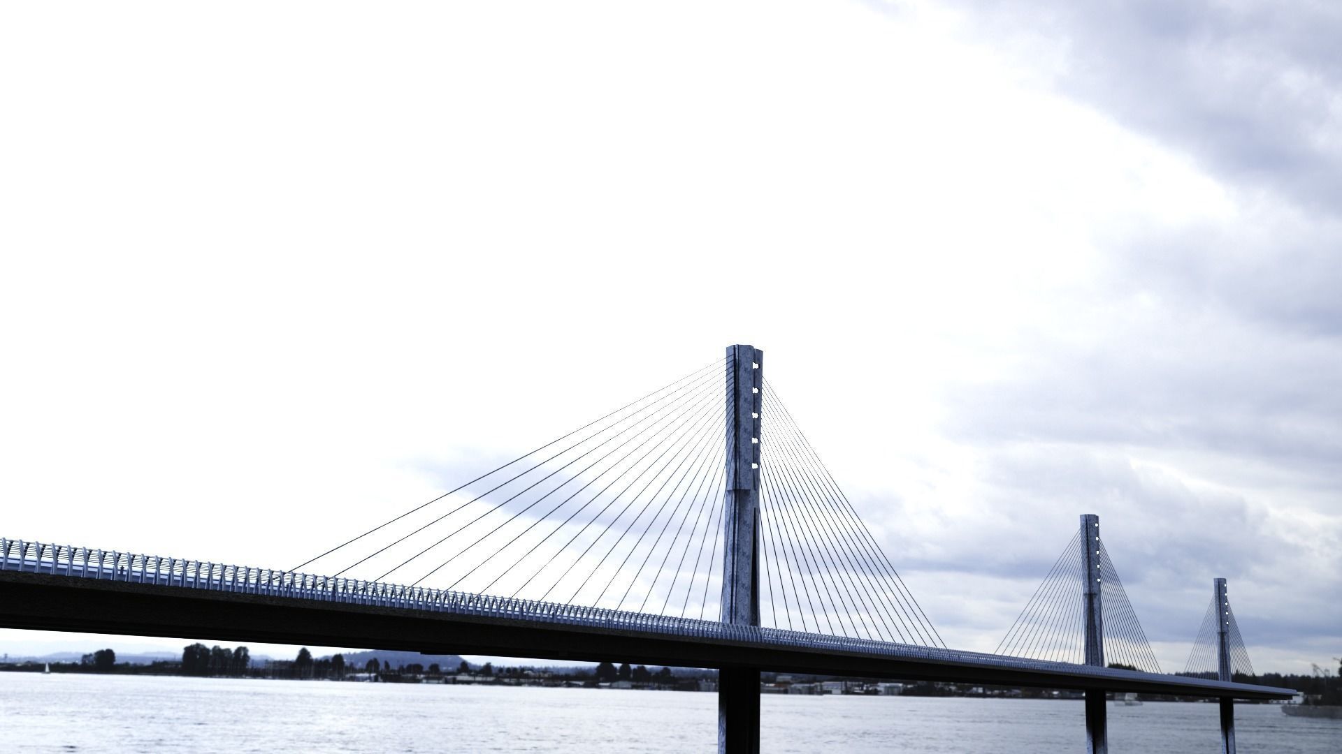 Multispan Cable-Stayed Bridge 3D model_4