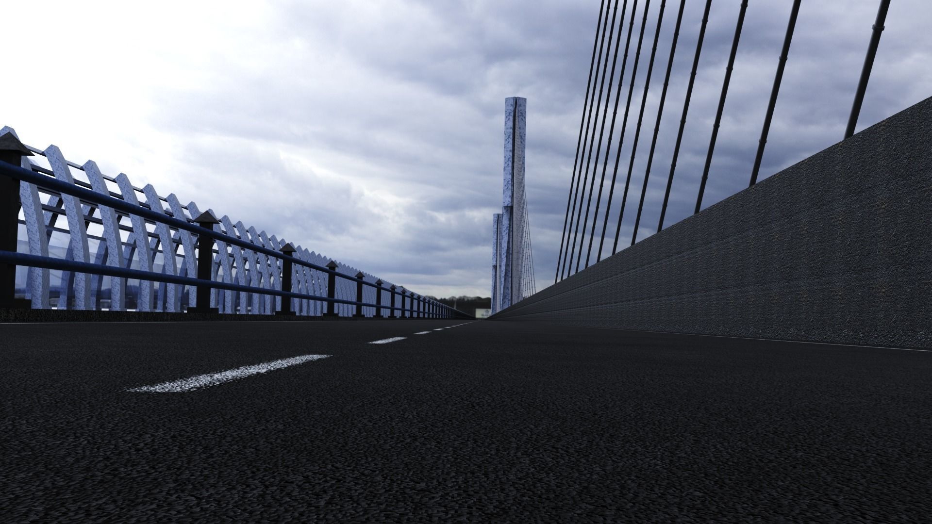 Multispan Cable-Stayed Bridge 3D model_3