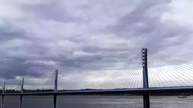 Multispan Cable-Stayed Bridge 3D model