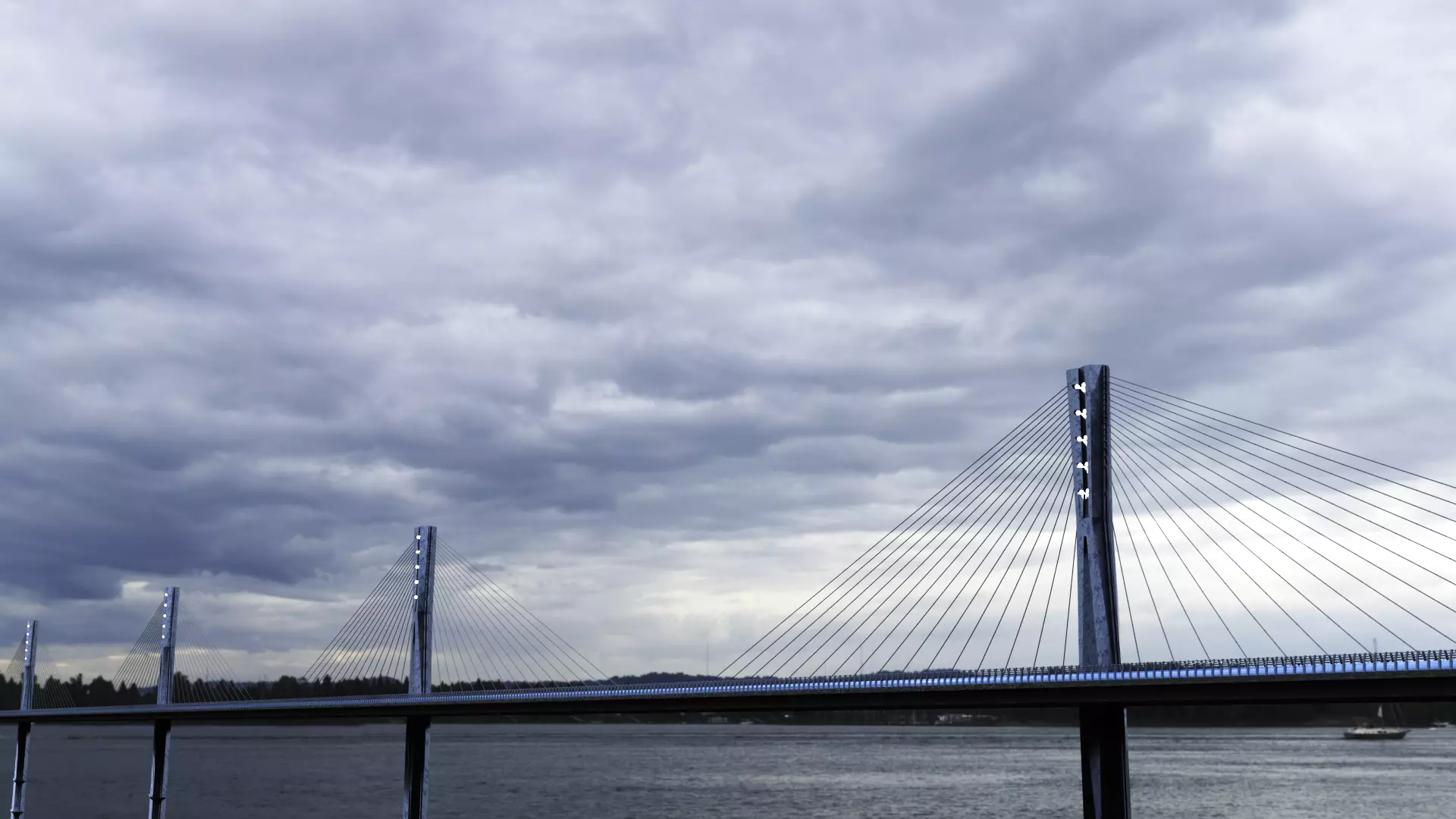 Multispan Cable-Stayed Bridge 3D model_0