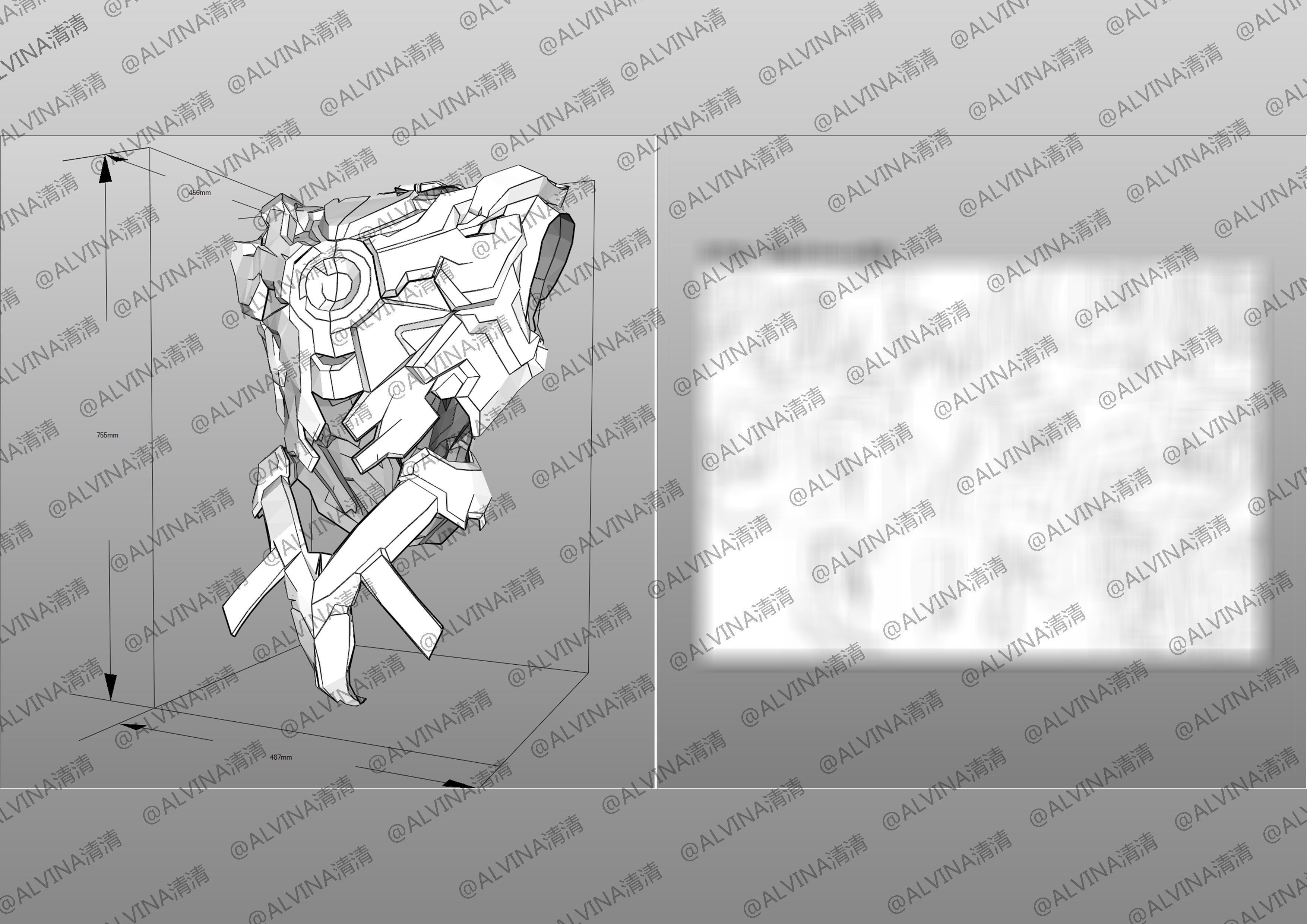 Arena Of Valor Hou Yi Endless Starlight Armor Cosplay Pepakura Low-poly 3D model_14