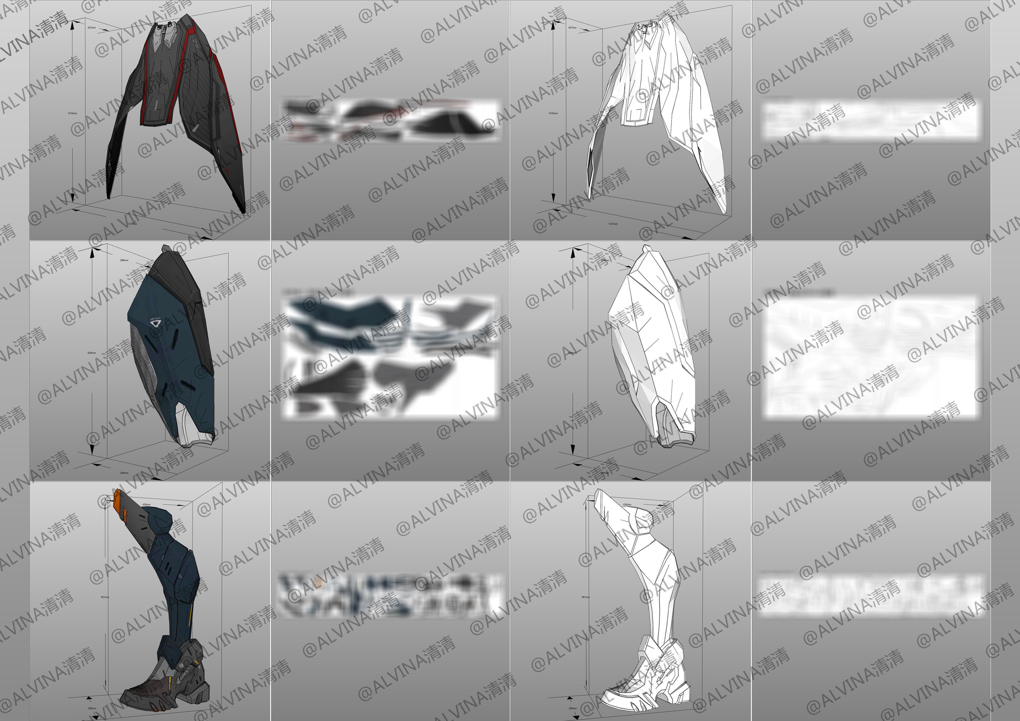 Arena Of Valor Hou Yi Endless Starlight Armor Cosplay Pepakura Low-poly 3D model_7