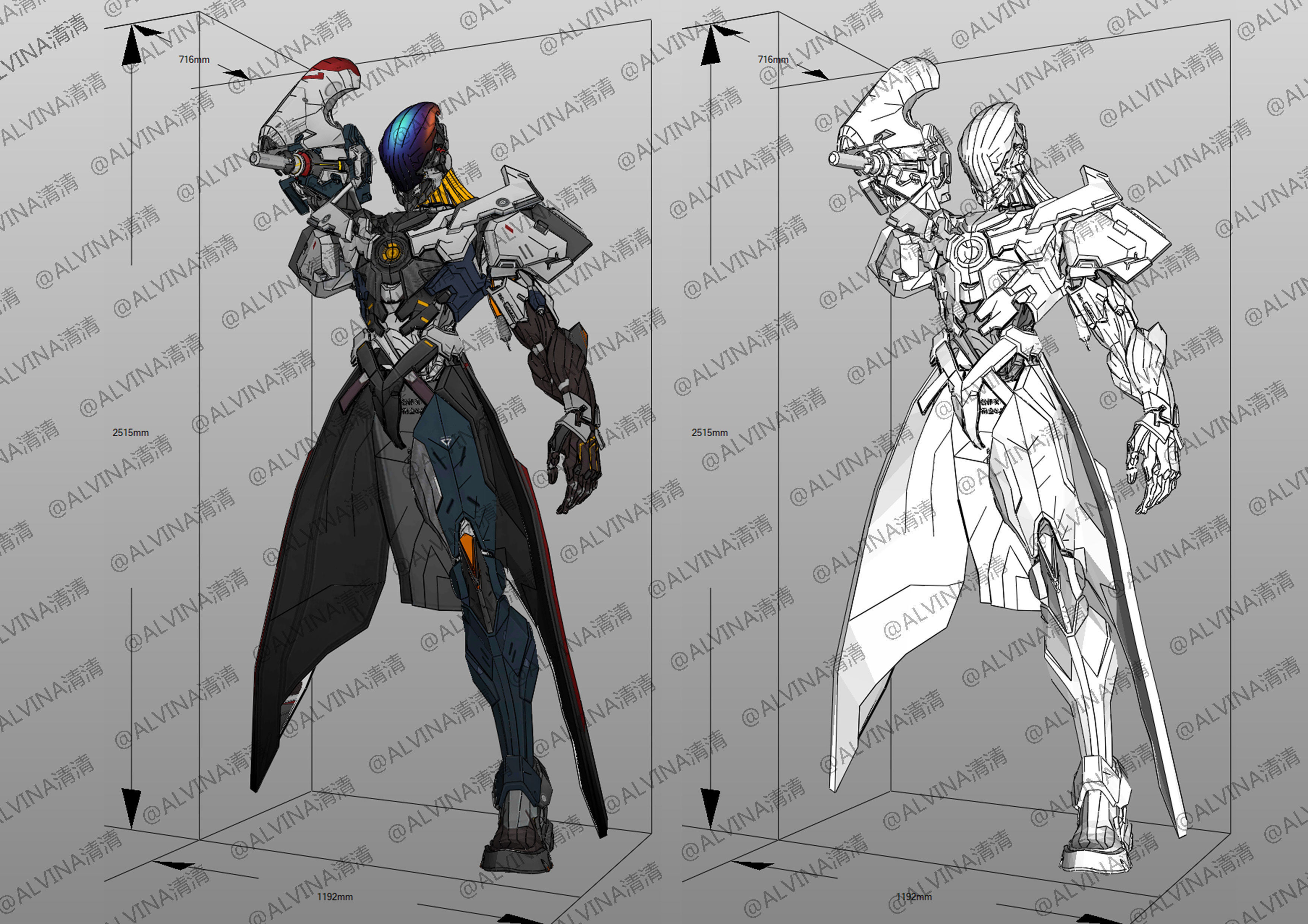 Arena Of Valor Hou Yi Endless Starlight Armor Cosplay Pepakura Low-poly 3D model_2