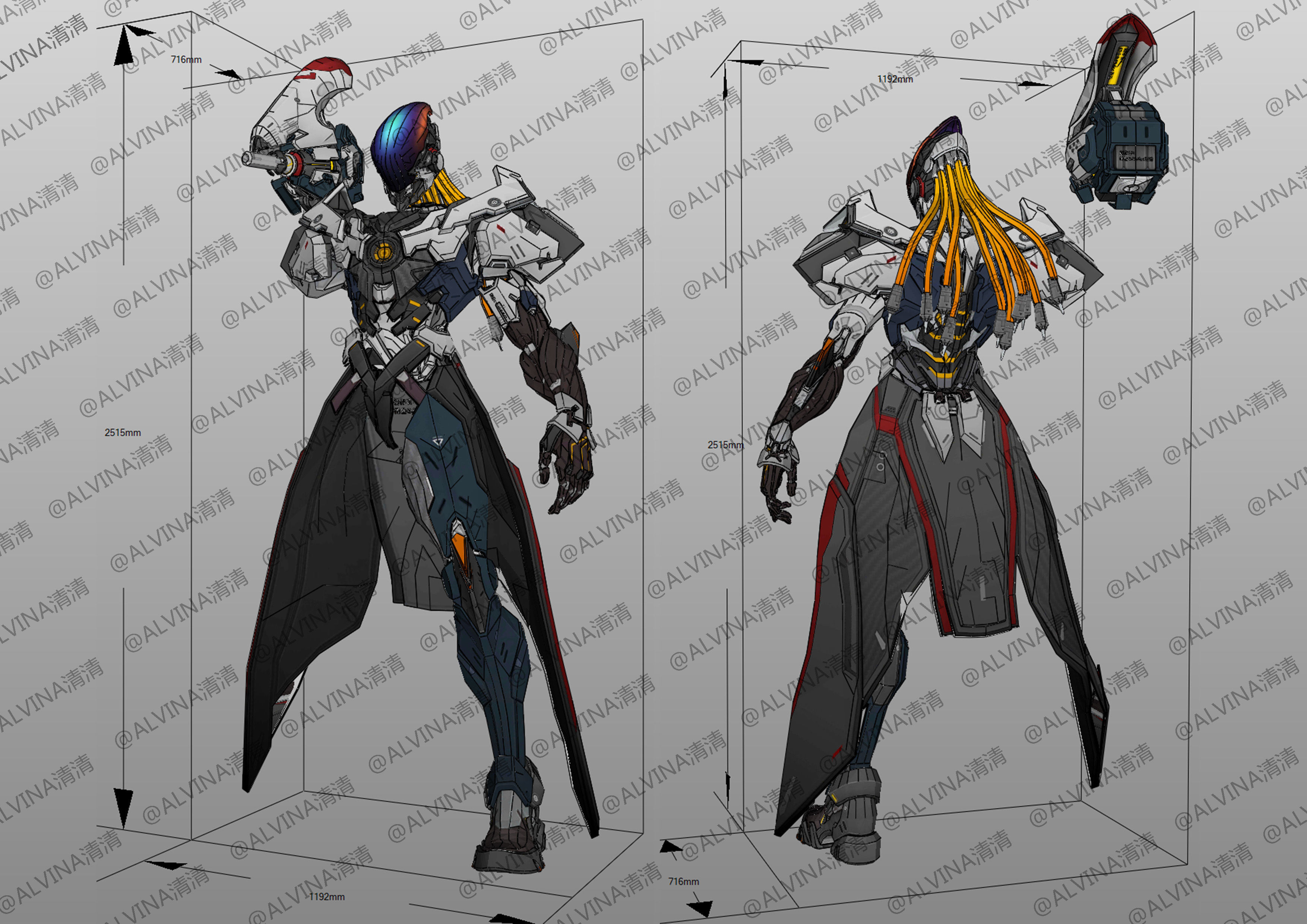 Arena Of Valor Hou Yi Endless Starlight Armor Cosplay Pepakura Low-poly 3D model_1