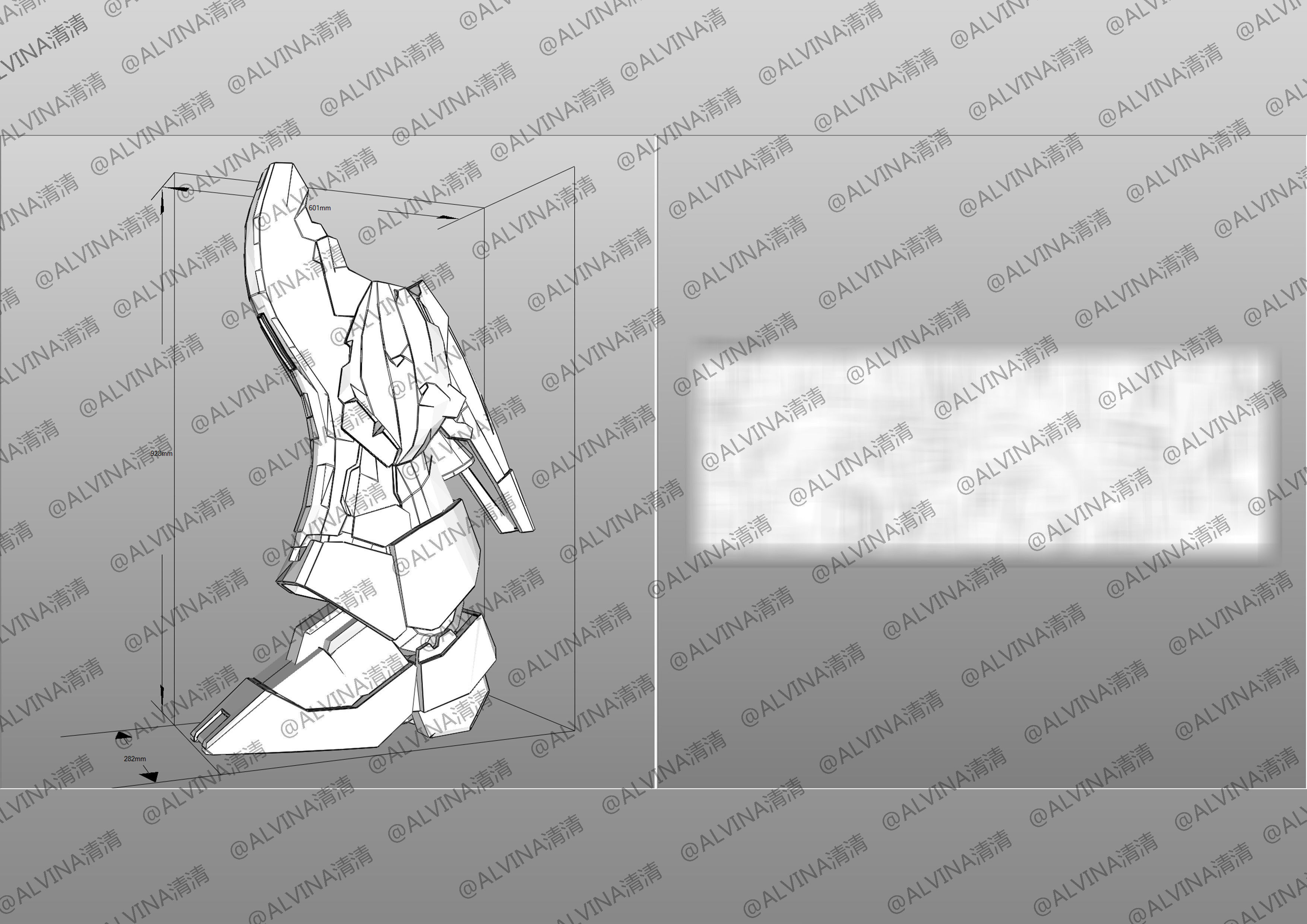 RX-93ff V Gundam Armor - DIY Cosplay Pepakura Foam Template Low-poly 3D model_29
