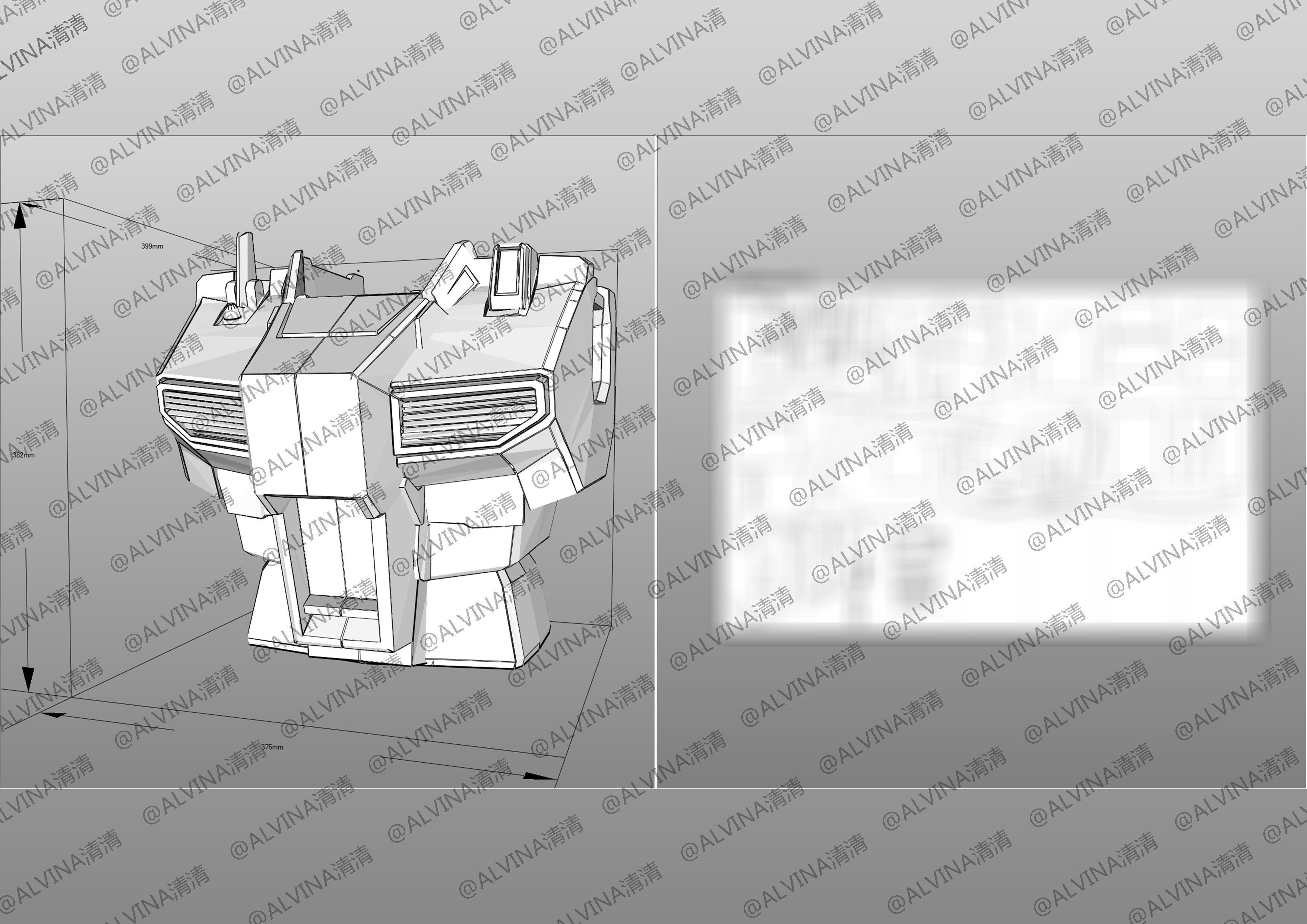 RX-93ff V Gundam Armor - DIY Cosplay Pepakura Foam Template Low-poly 3D model_15