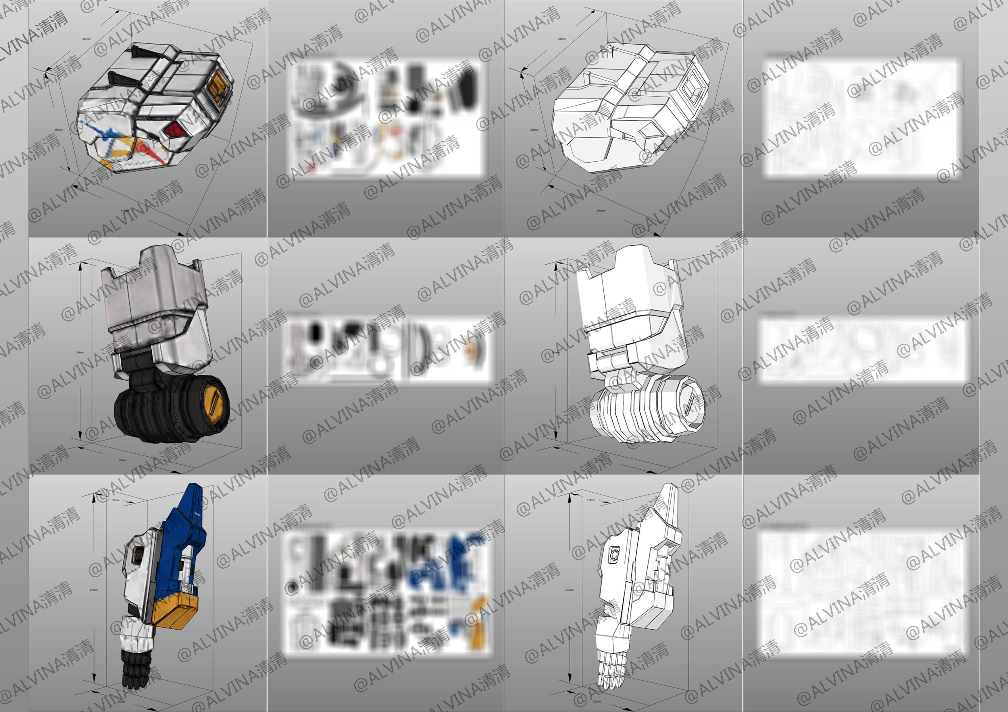 RX-93ff V Gundam Armor - DIY Cosplay Pepakura Foam Template Low-poly 3D model_6