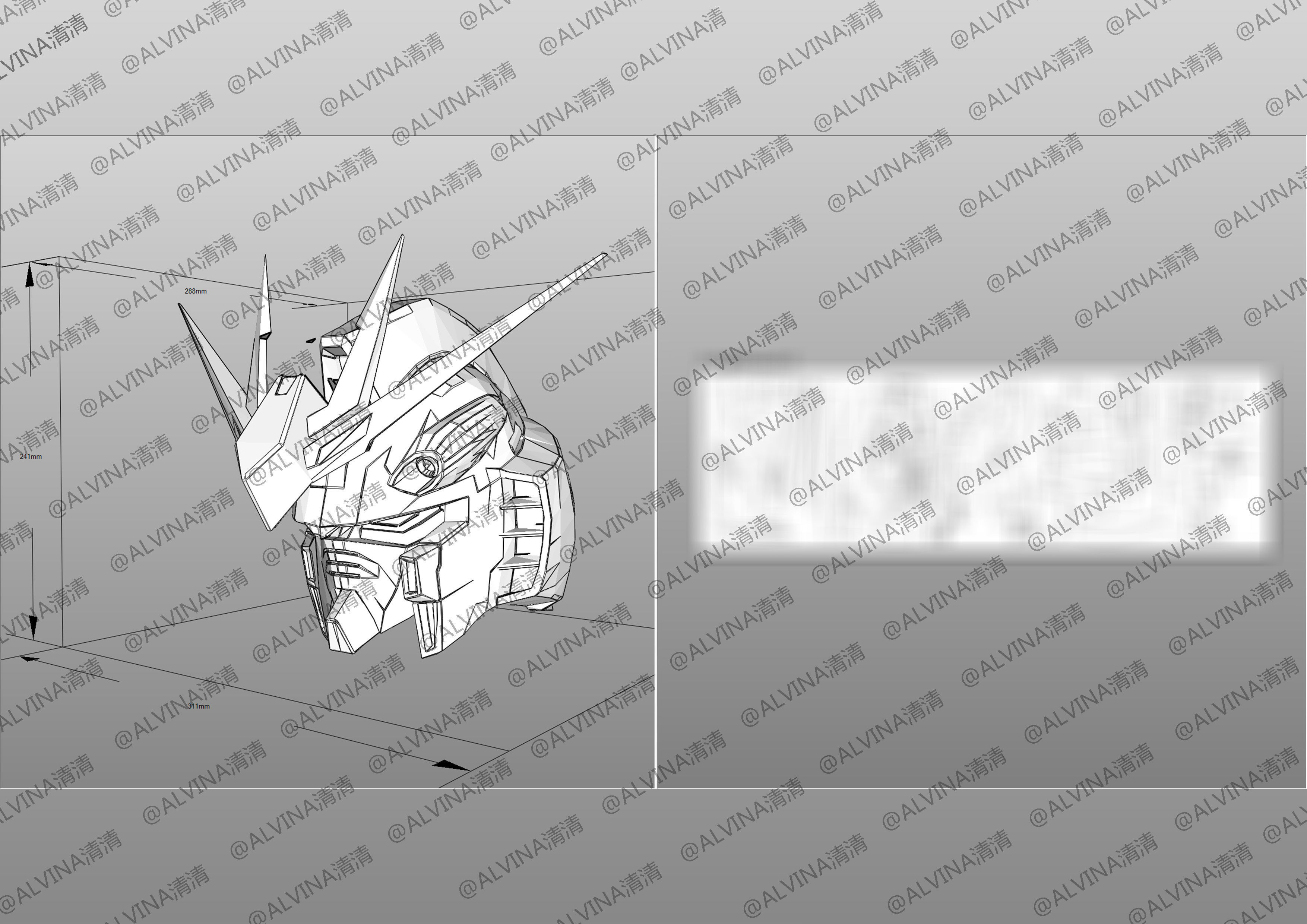 RX-93ff V Gundam Armor - DIY Cosplay Pepakura Foam Template Low-poly 3D model_11