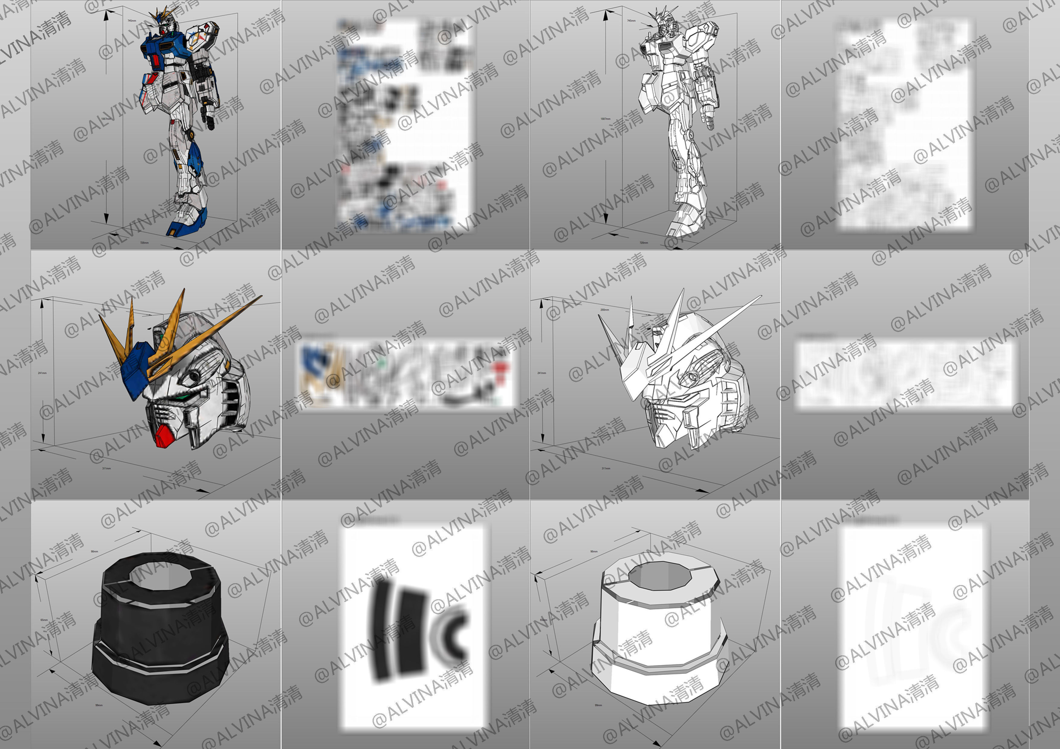 RX-93ff V Gundam Armor - DIY Cosplay Pepakura Foam Template Low-poly 3D model_4