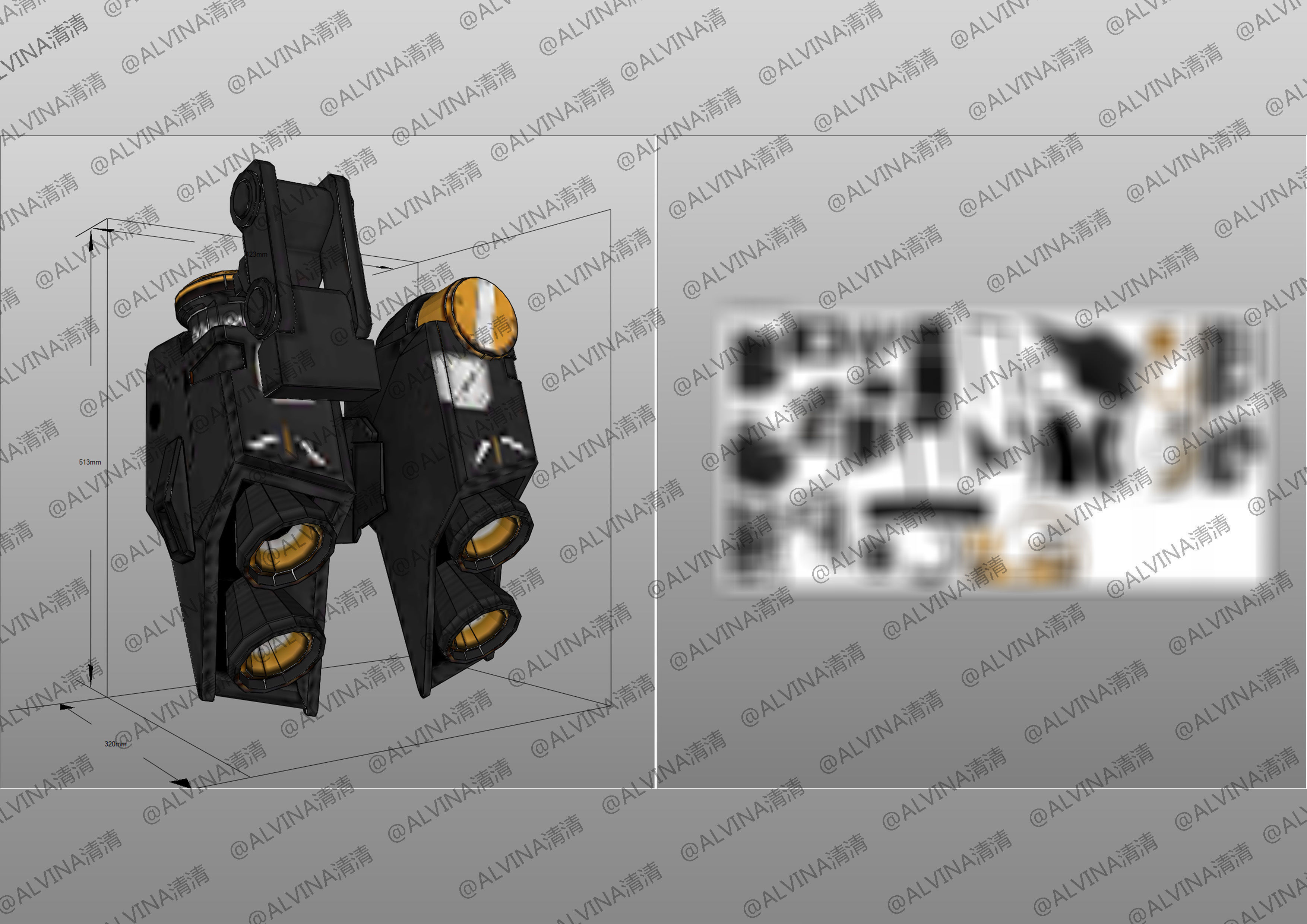 RX-93ff V Gundam Armor - DIY Cosplay Pepakura Foam Template Low-poly 3D model_18