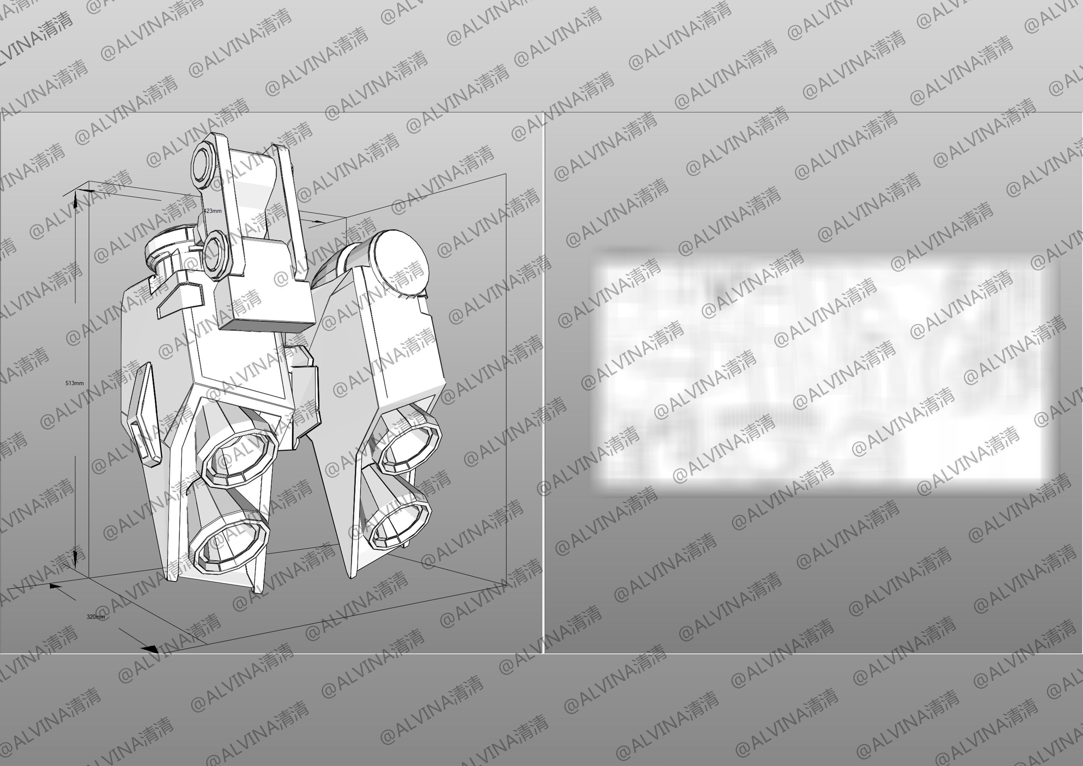 RX-93ff V Gundam Armor - DIY Cosplay Pepakura Foam Template Low-poly 3D model_19